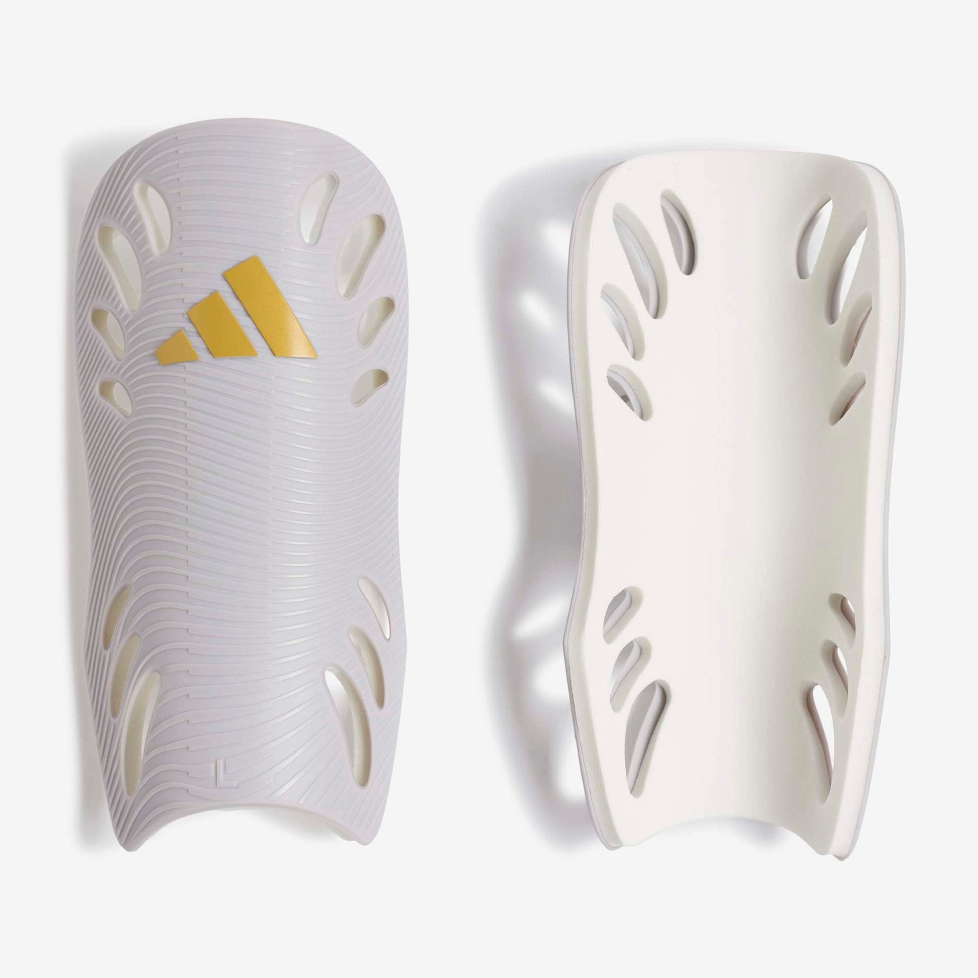adidas Adiflex Soccer Shin Guards - Team Light Grey / Gold Met.