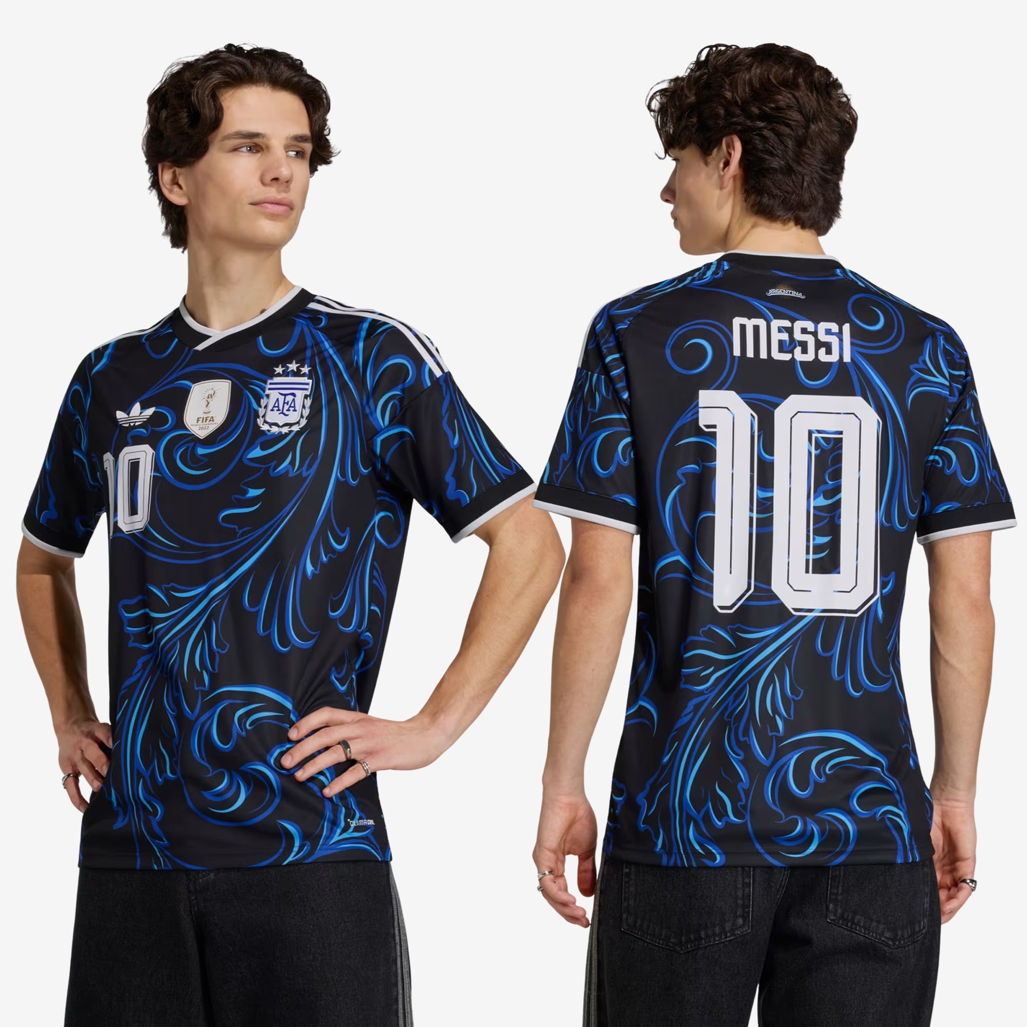 adidas Argentina 2026 Stadium Away Messi Men's Soccer Jersey - Black / Lucid Blue / Blue Burst