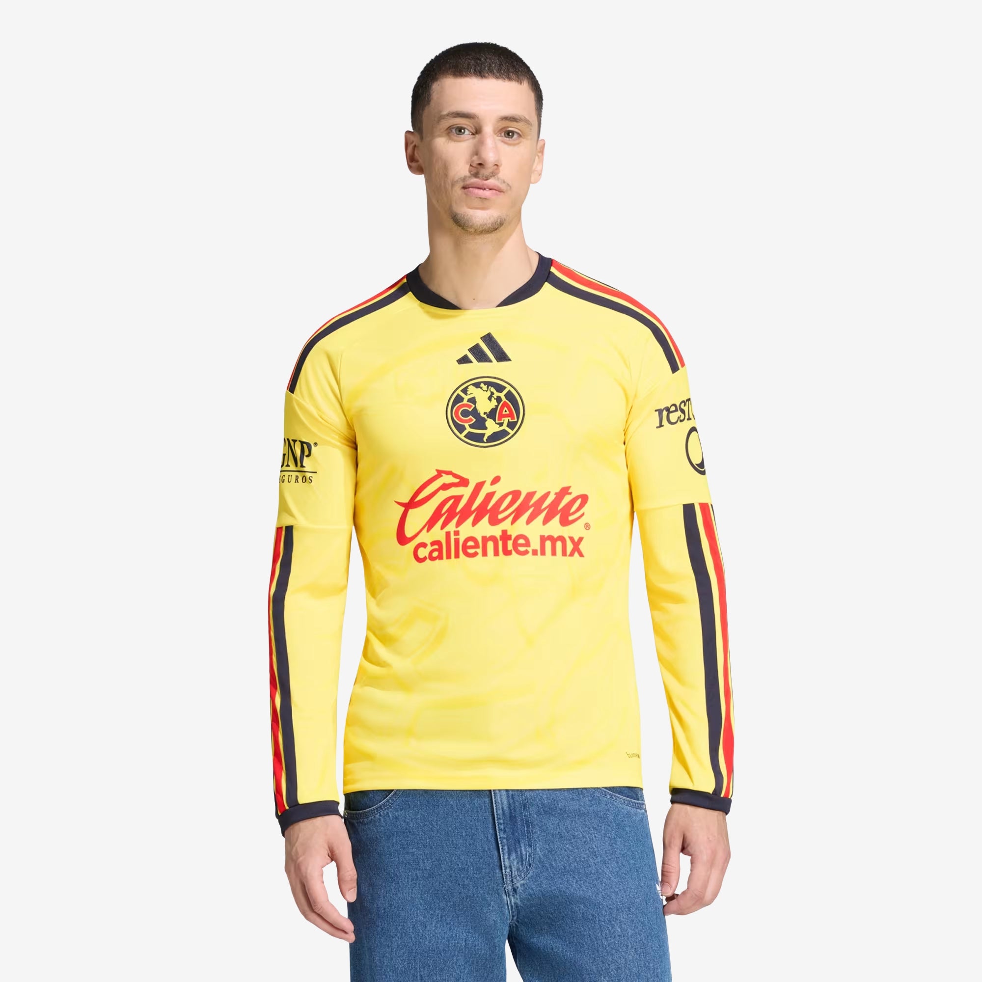adidas Club America 2026/27 Stadium Home Men's Soccer Long-Sleeve Jersey - Impact Yellow / Legend Ink