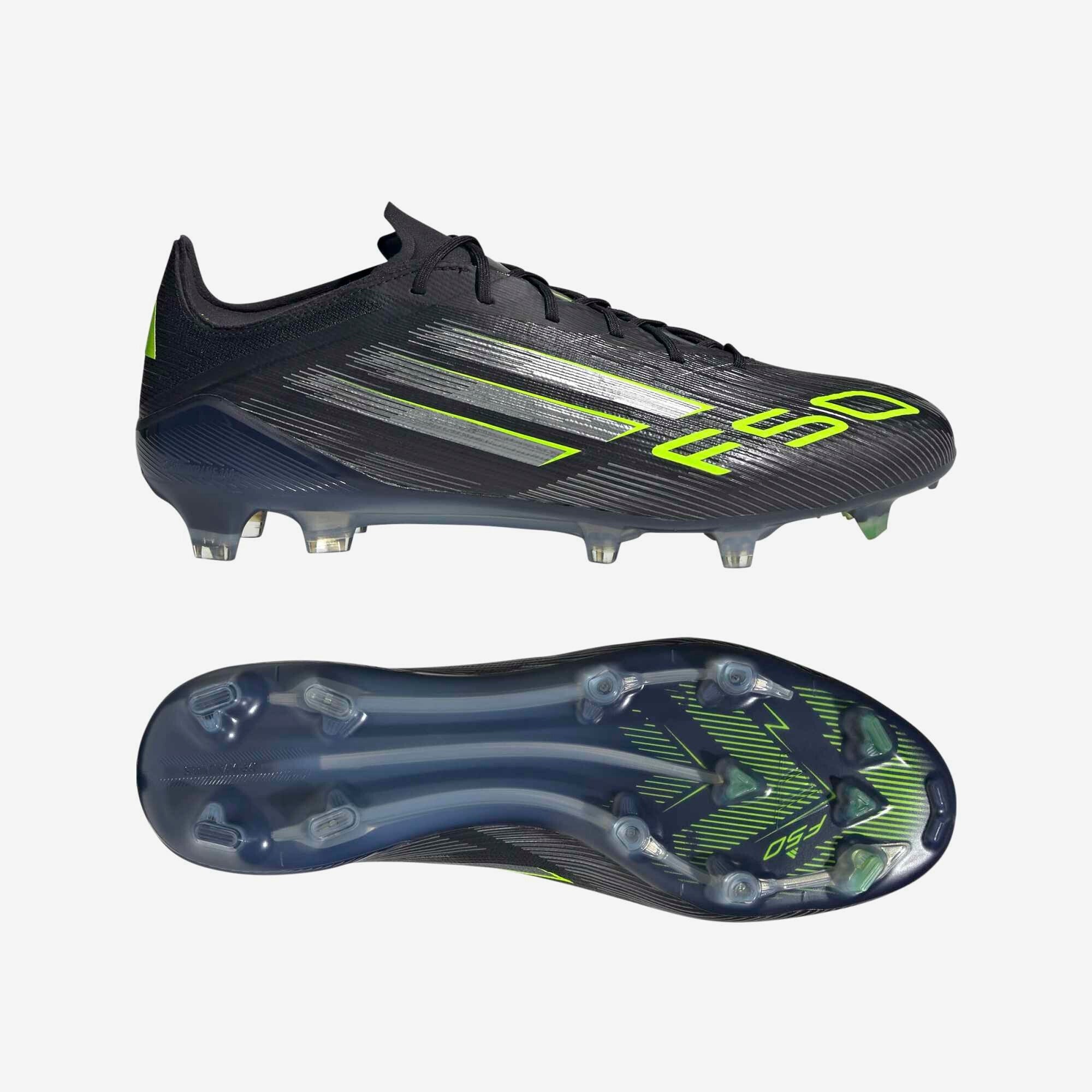 adidas F50 Elite Firm-Ground Low-Top Soccer Cleats - Core Black / Iron Metallic / Lucid Lemon