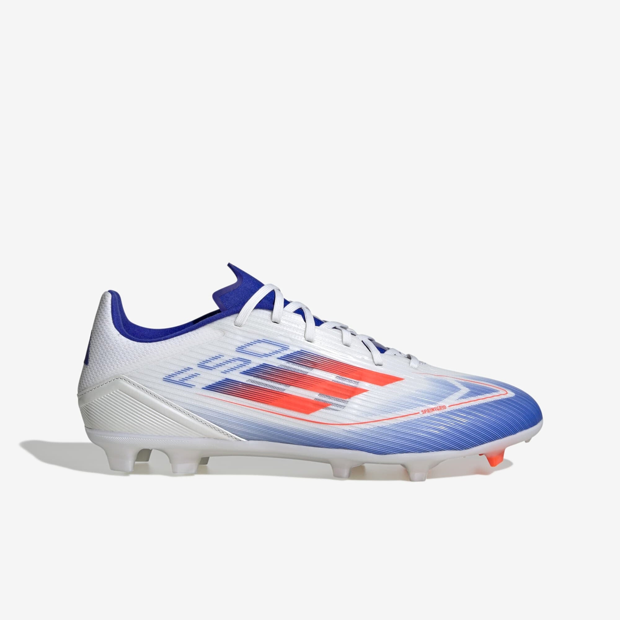 adidas F50 League Firm/Multi-Ground Soccer Cleats - Cloud White / Solar Red / Lucid Blue