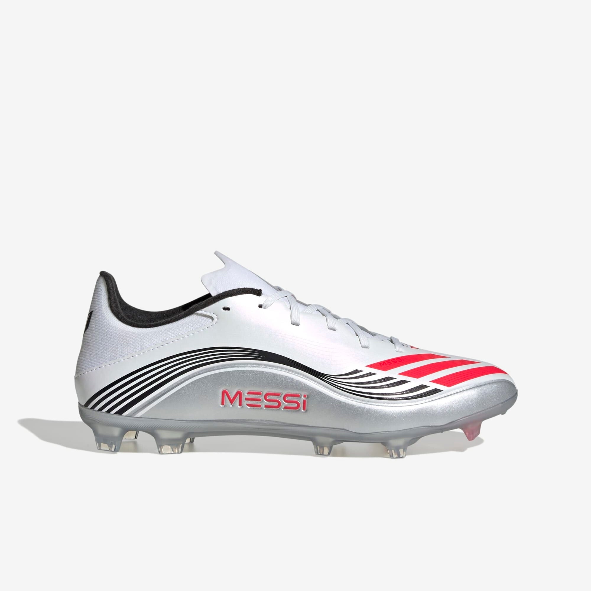 adidas F50 Messi League FG Soccer Cleats - White/Lucid Red/Silver - Size 7 adidas F50 Messi League FG Soccer Cleats - White/Lucid Red/Silver - Size 7