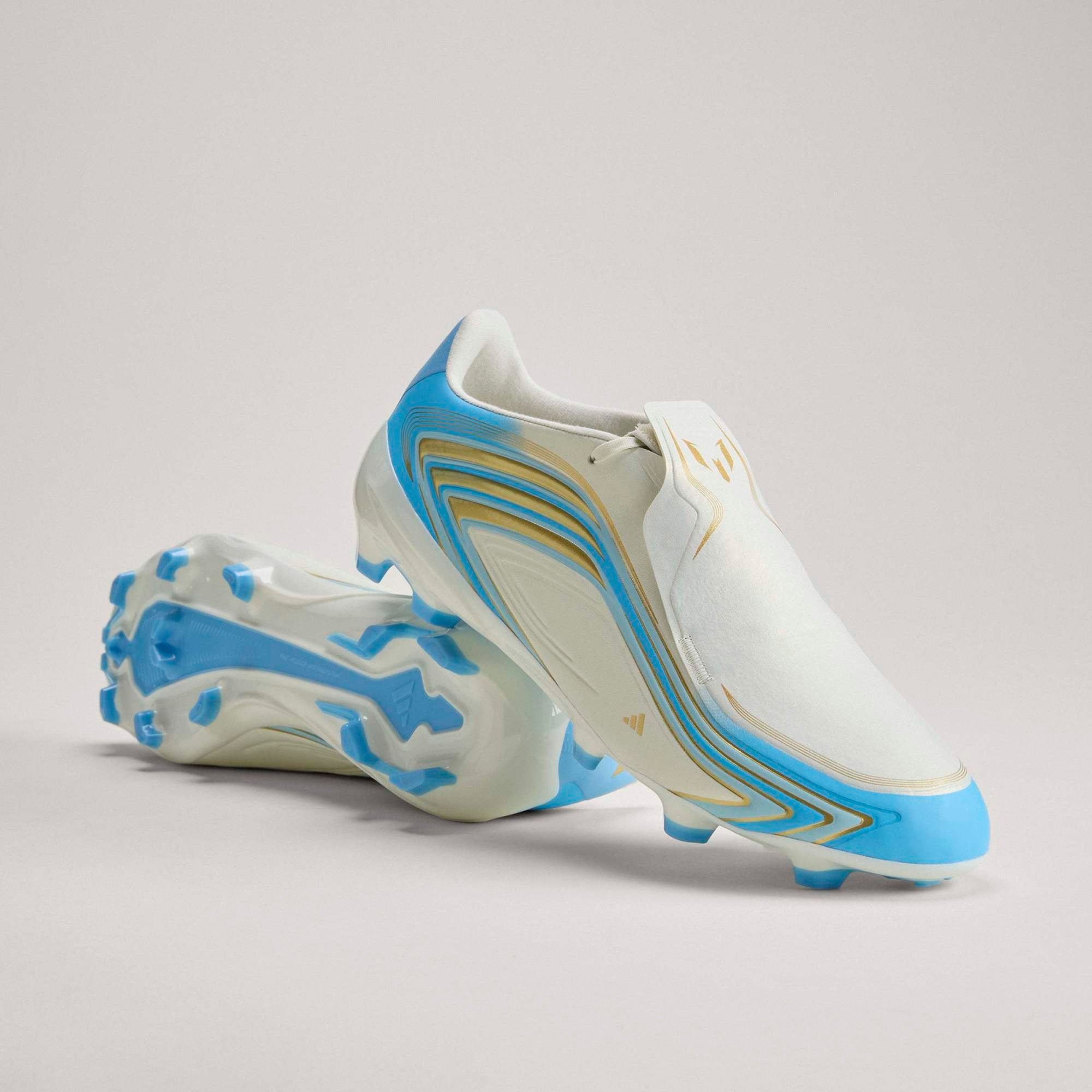 adidas F50 Messi League Firm-Ground Low-Top Soccer Cleats - Ivory / Semi Blue Burst / Icey Blue
