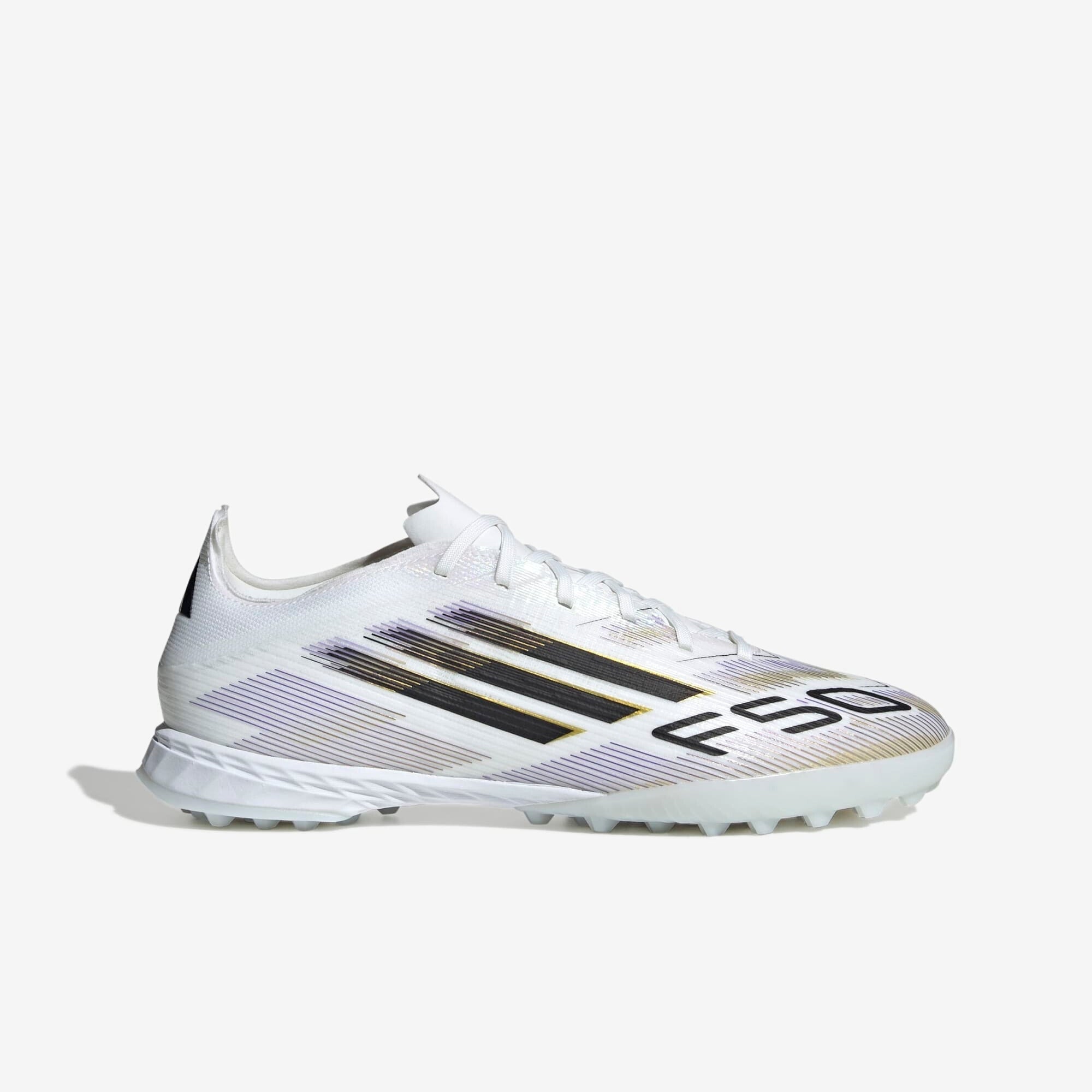 adidas F50 Pro Turf Low-Top Soccer Shoes - Cloud White / Core Black / Gold Metallic