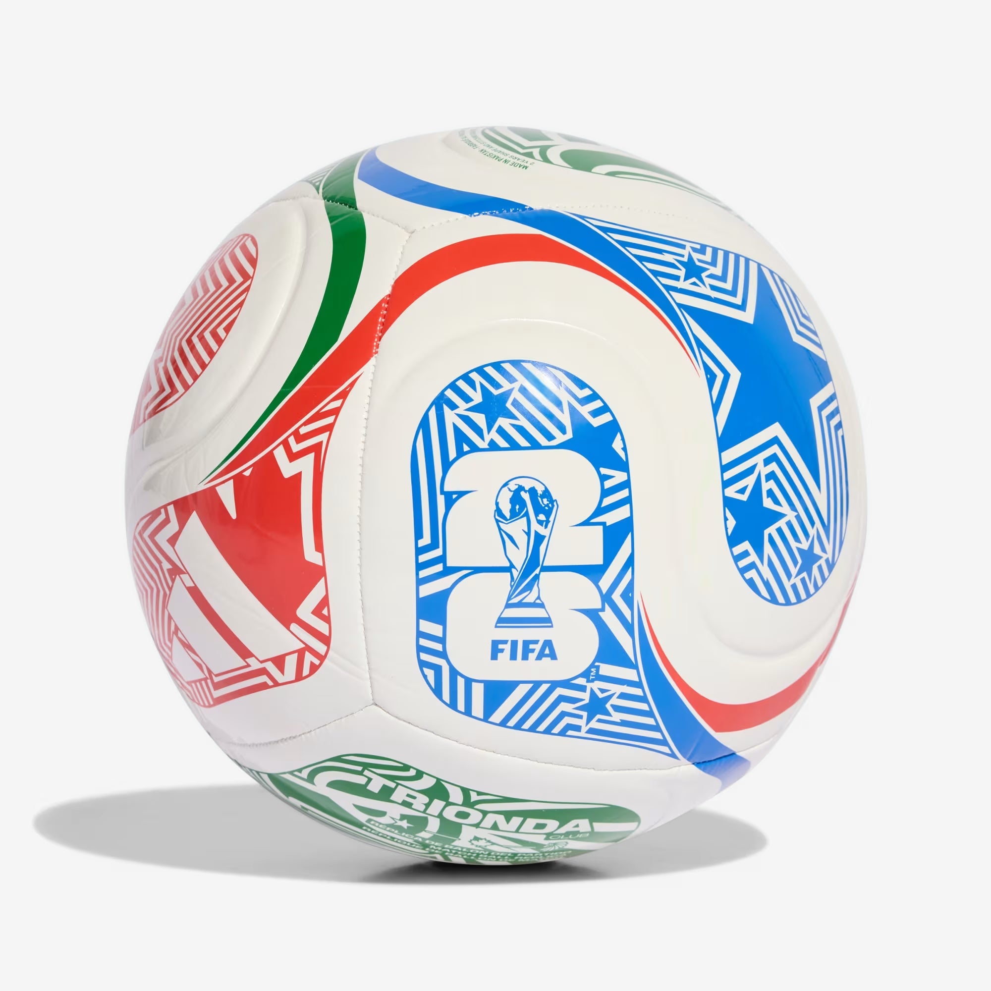 adidas FIFA World Cup 26™ Trionda Club Soccer Ball - White / Vivid Red / Glow Blue / Green