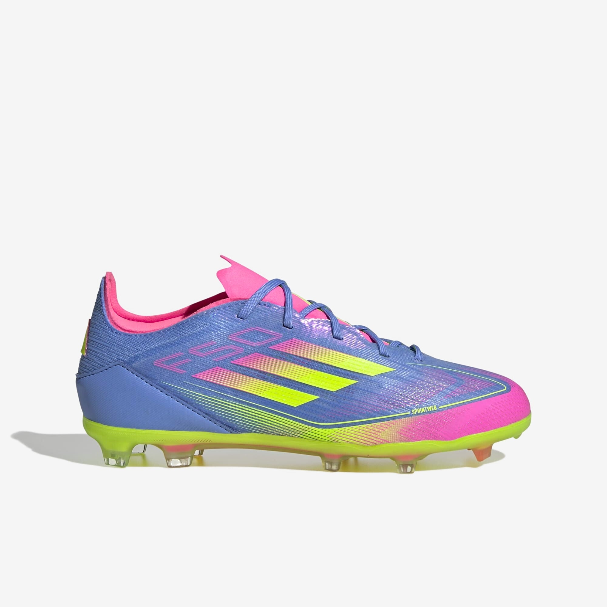 adidas Jr. F50 Elite Little/Big Kids' FG Low-Top Soccer Cleats - Blue Fusion / Lucid Lemon / Lucid Pink