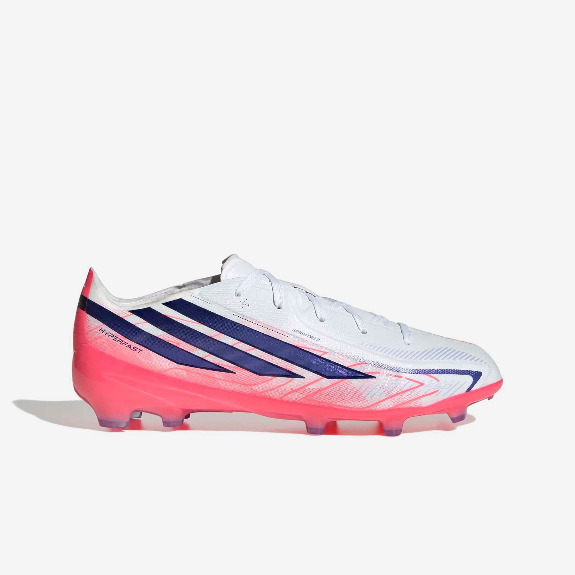 adidas Jr. F50 Hyperfast Elite Big Kids' Firm-Ground Low-Top Soccer Cleats - Ftwr White / Solar Purple / Solar Turbo