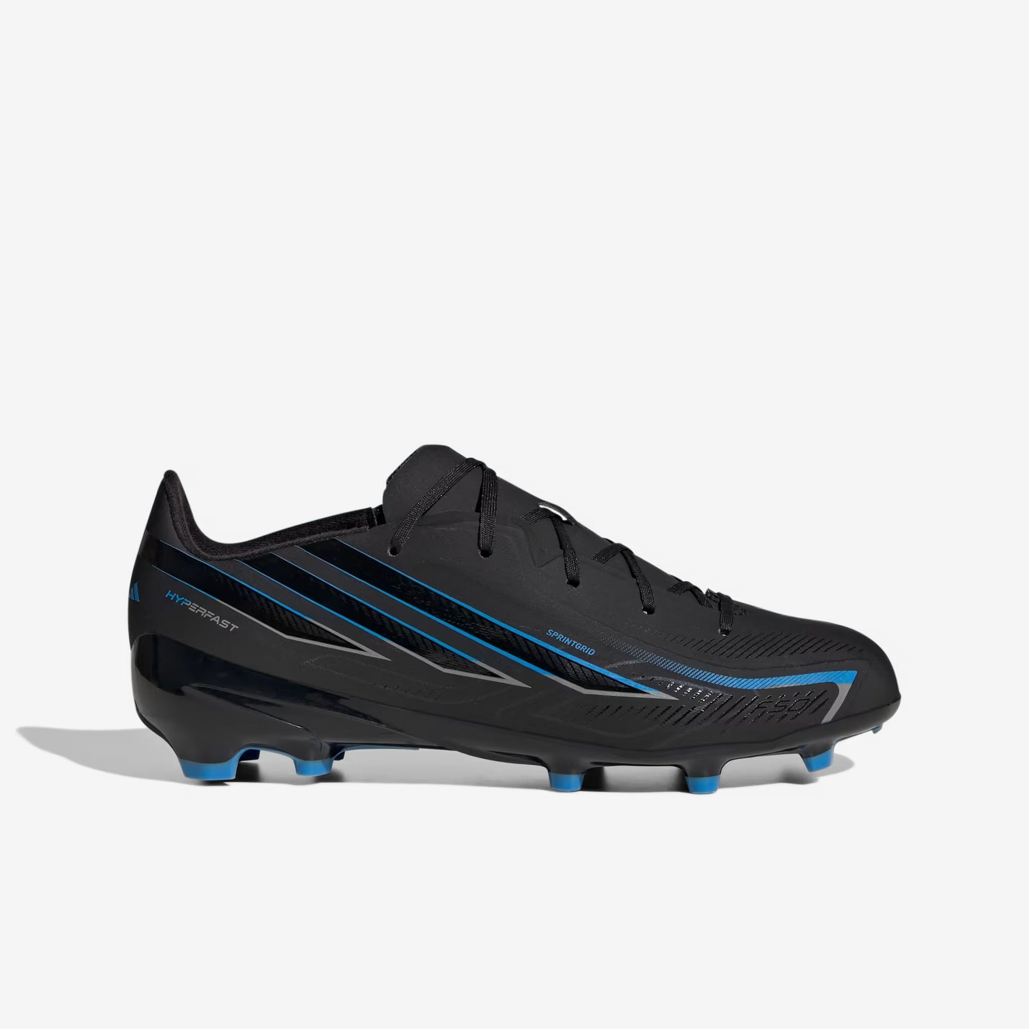 adidas Jr. F50 Hyperfast League Big Kids' Firm-Ground Low-Top Soccer Cleats - Core Black / Core Black / Lucid Ray Blue