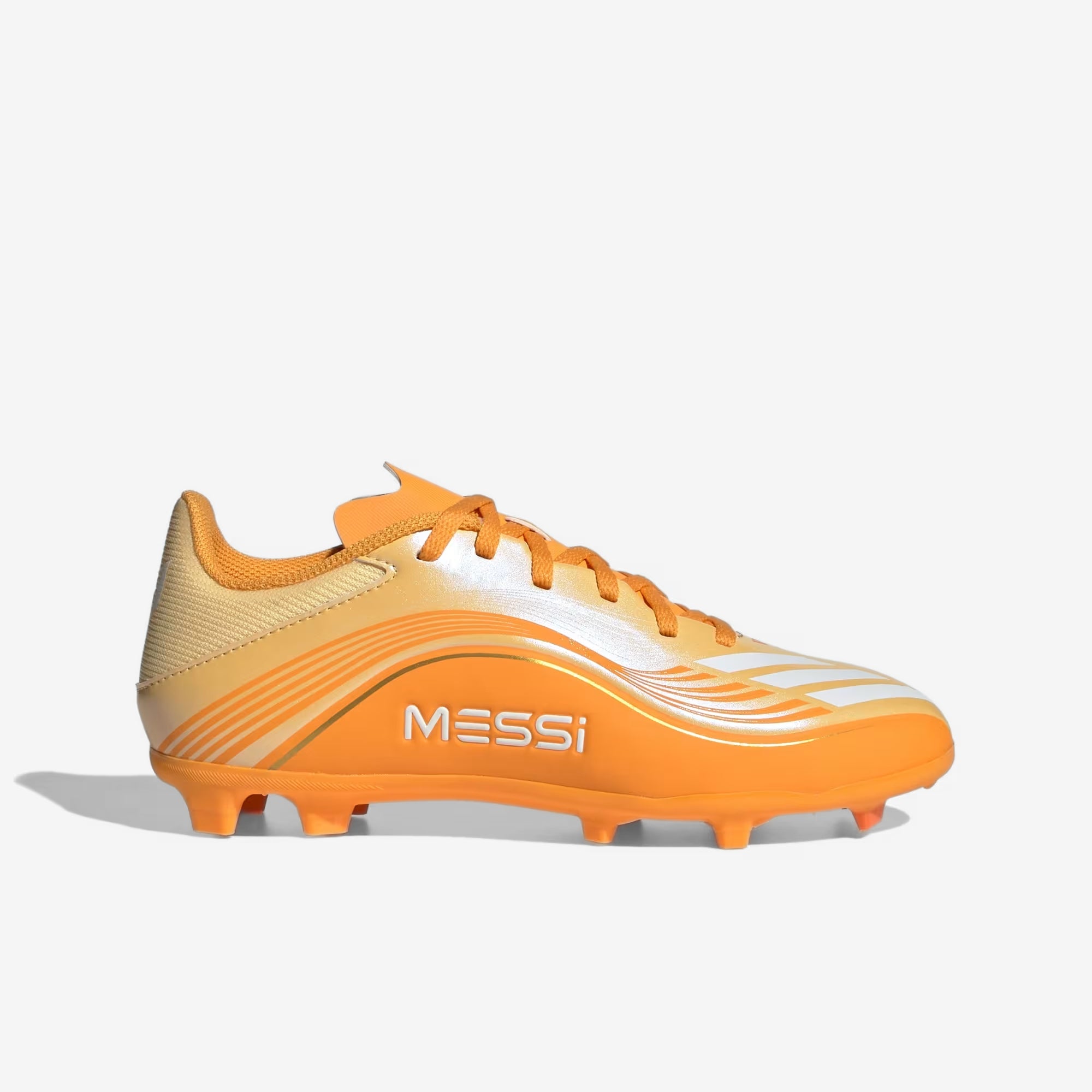 adidas Jr. F50 Messi League Big Kids' Firm/Multi-Ground Low-Top Soccer Cleats - Ice Tangerine / Gold Met. / Pure Tangerine
