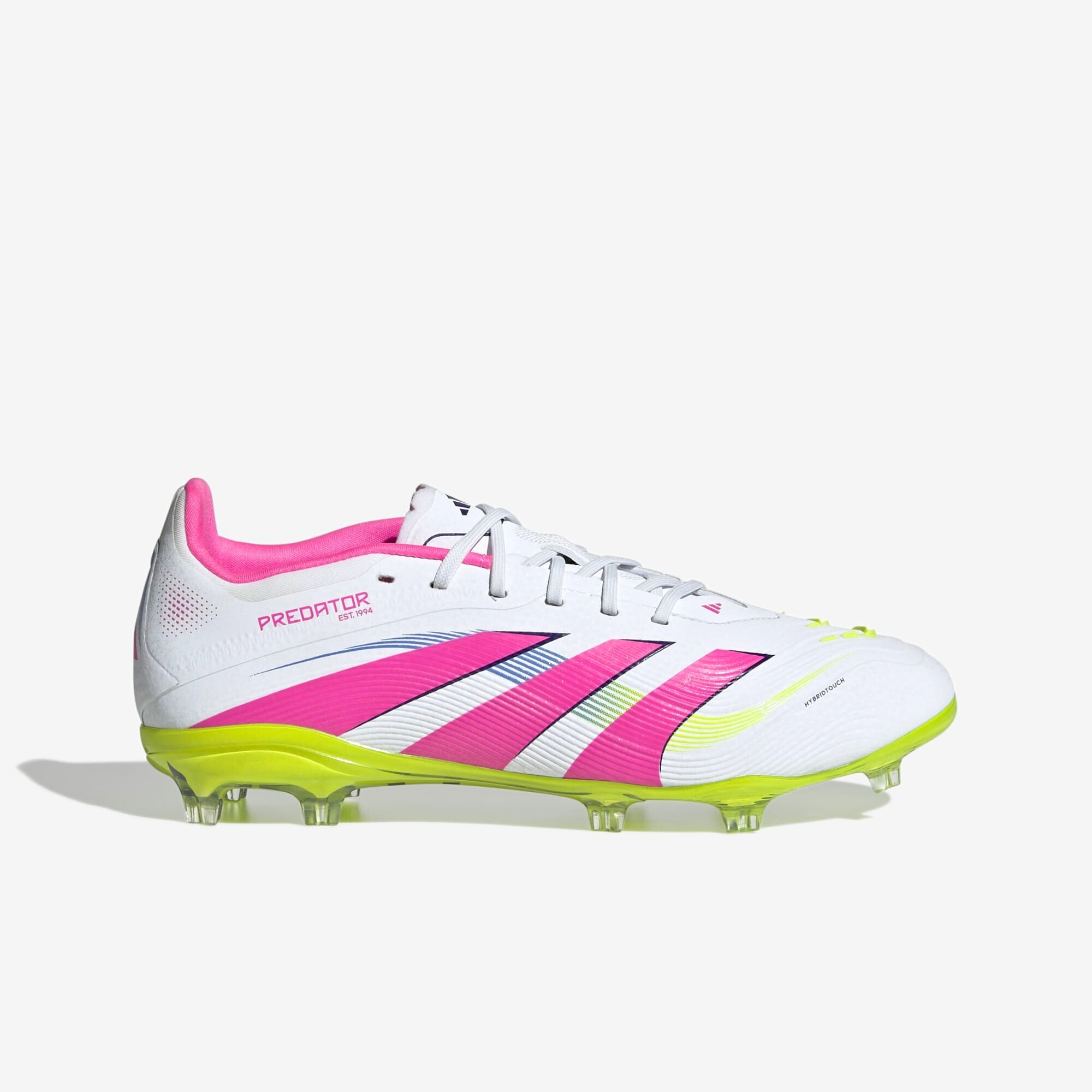 adidas Jr. Predator Elite Big Kids' FG Low-Top Soccer Cleats - Cloud White / Lucid Pink / Lucid Lemon