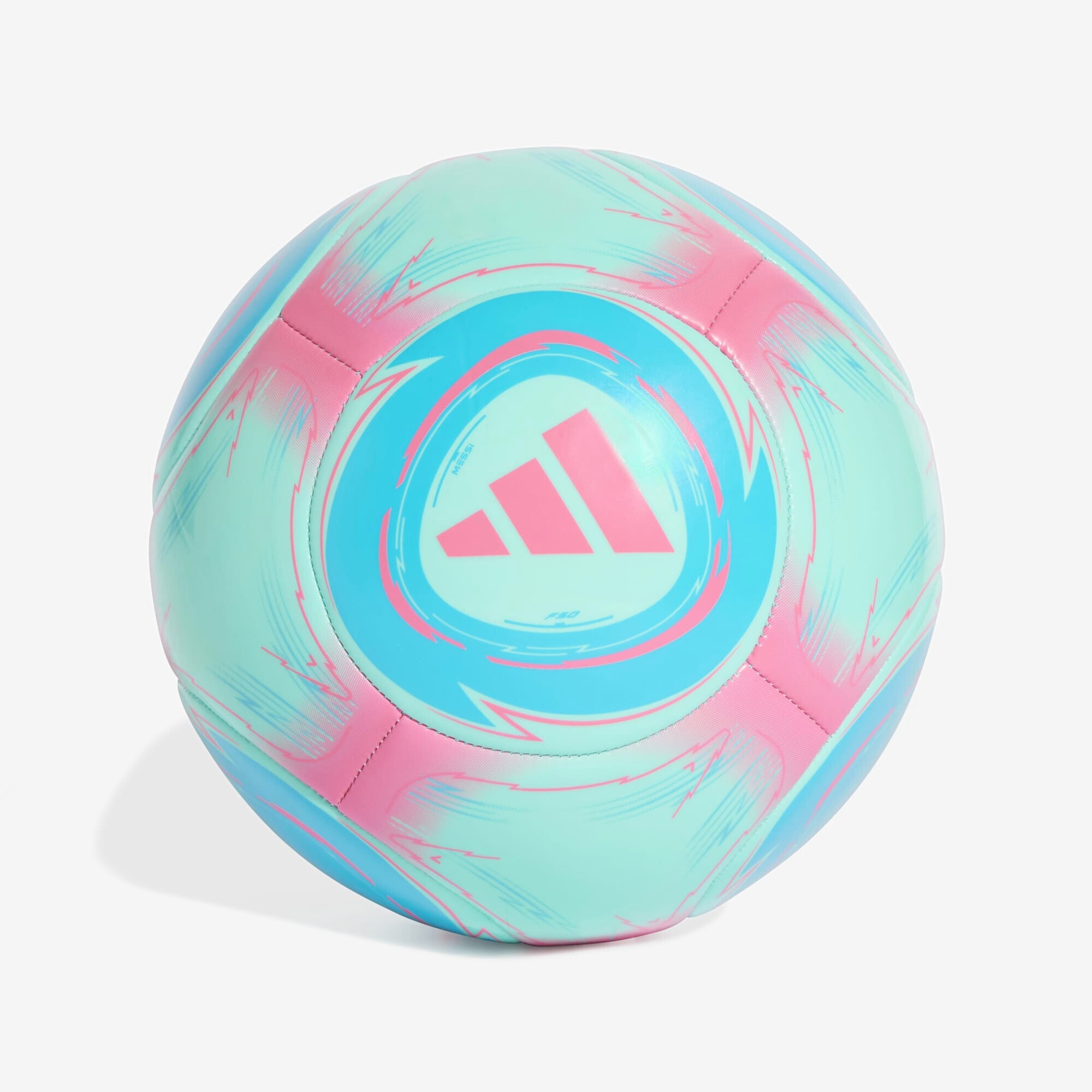 adidas Messi Club Soccer Ball - Flash Aqua / Lucid Cyan / Lucid Pink