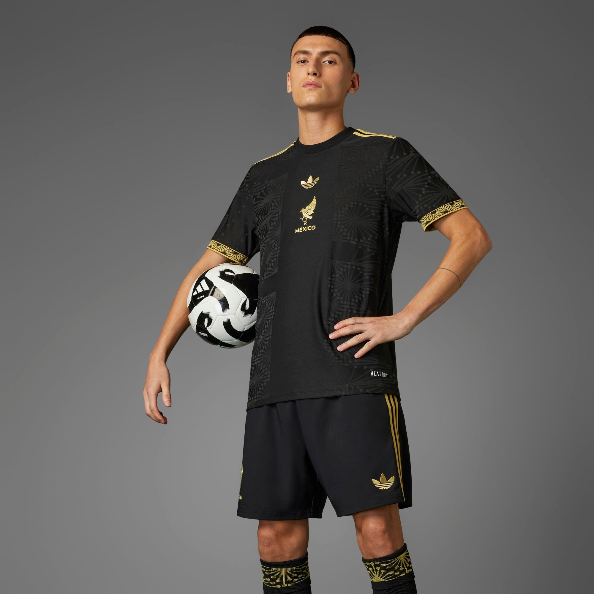 adidas Mexico 2025 Match Gold Men's HEAT.RDY Soccer Authentic Jersey - Black