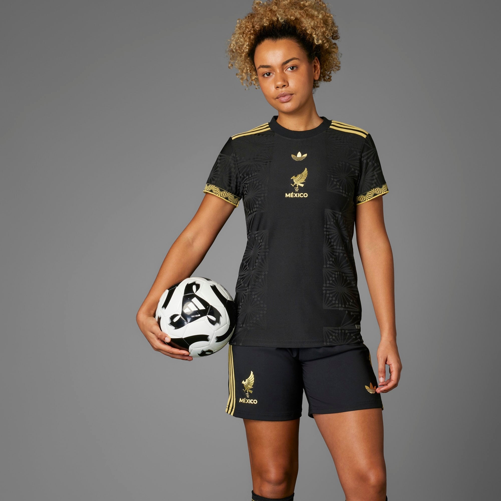 adidas Mexico 2025 Match Gold Women's HEAT.RDY Soccer Authentic Jersey - Black