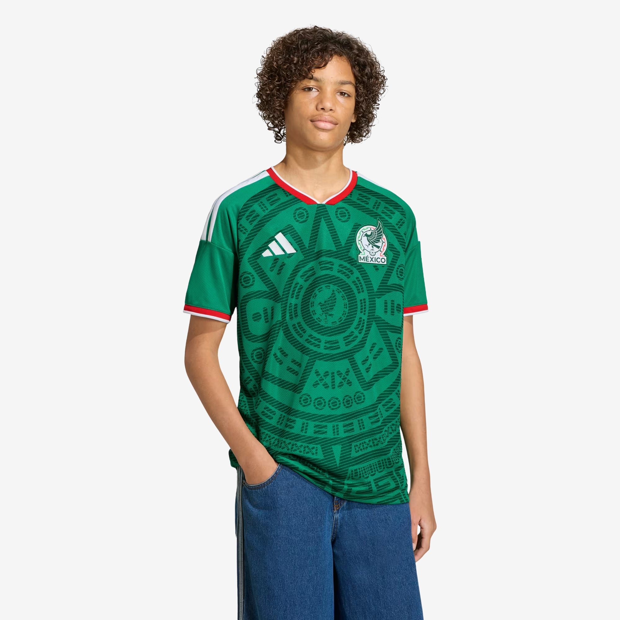 adidas Mexico 2026 Stadium Home Big Kids' Soccer Jersey - Bold Green