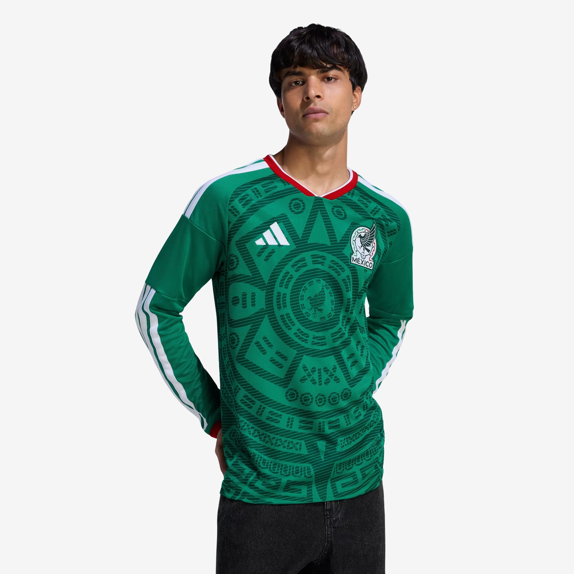 adidas Mexico 2026 Stadium Home Men's Soccer Replica Long-Sleeve Jersey - Bold Green
