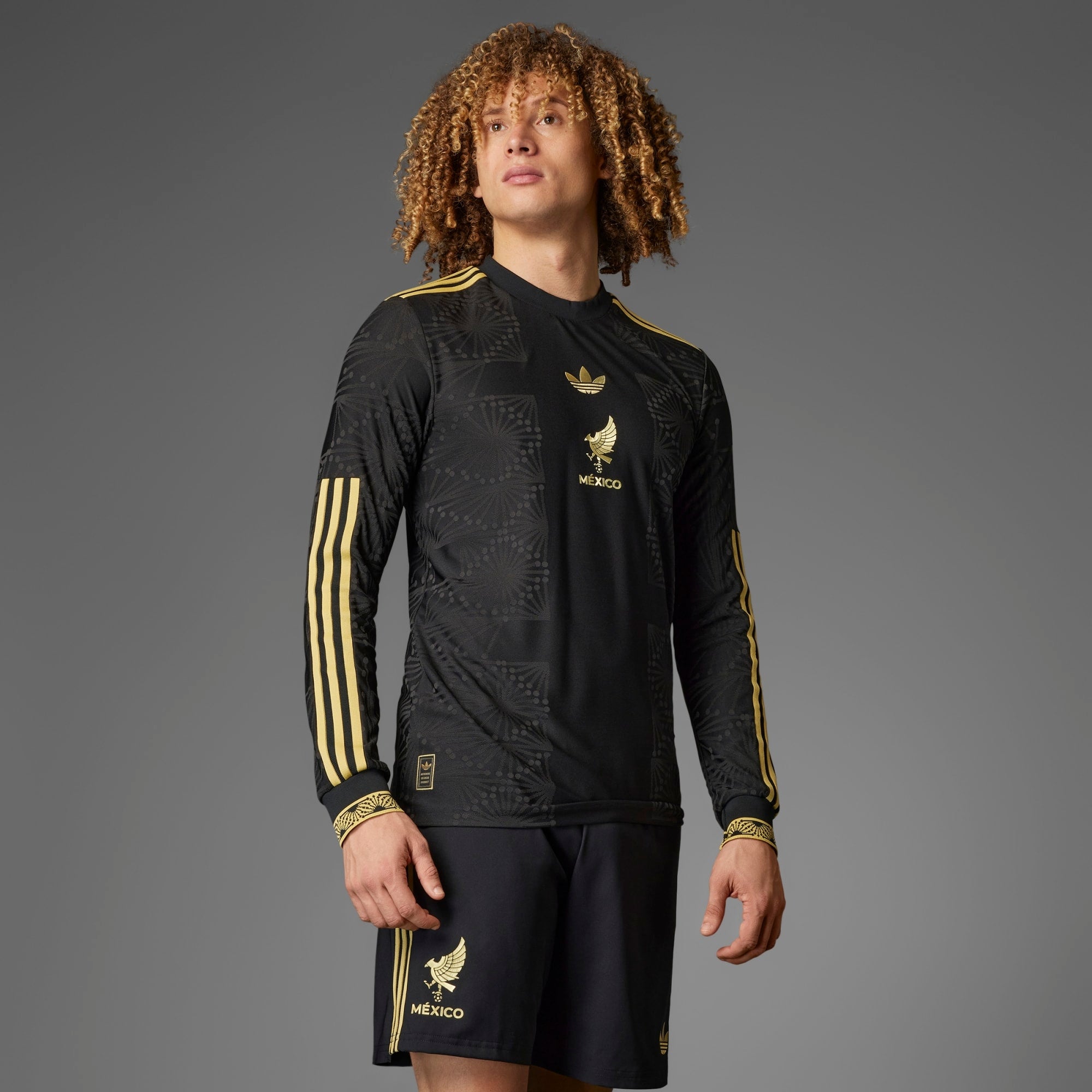 adidas Mexico Gold Long Sleeve Men's Soccer Jersey