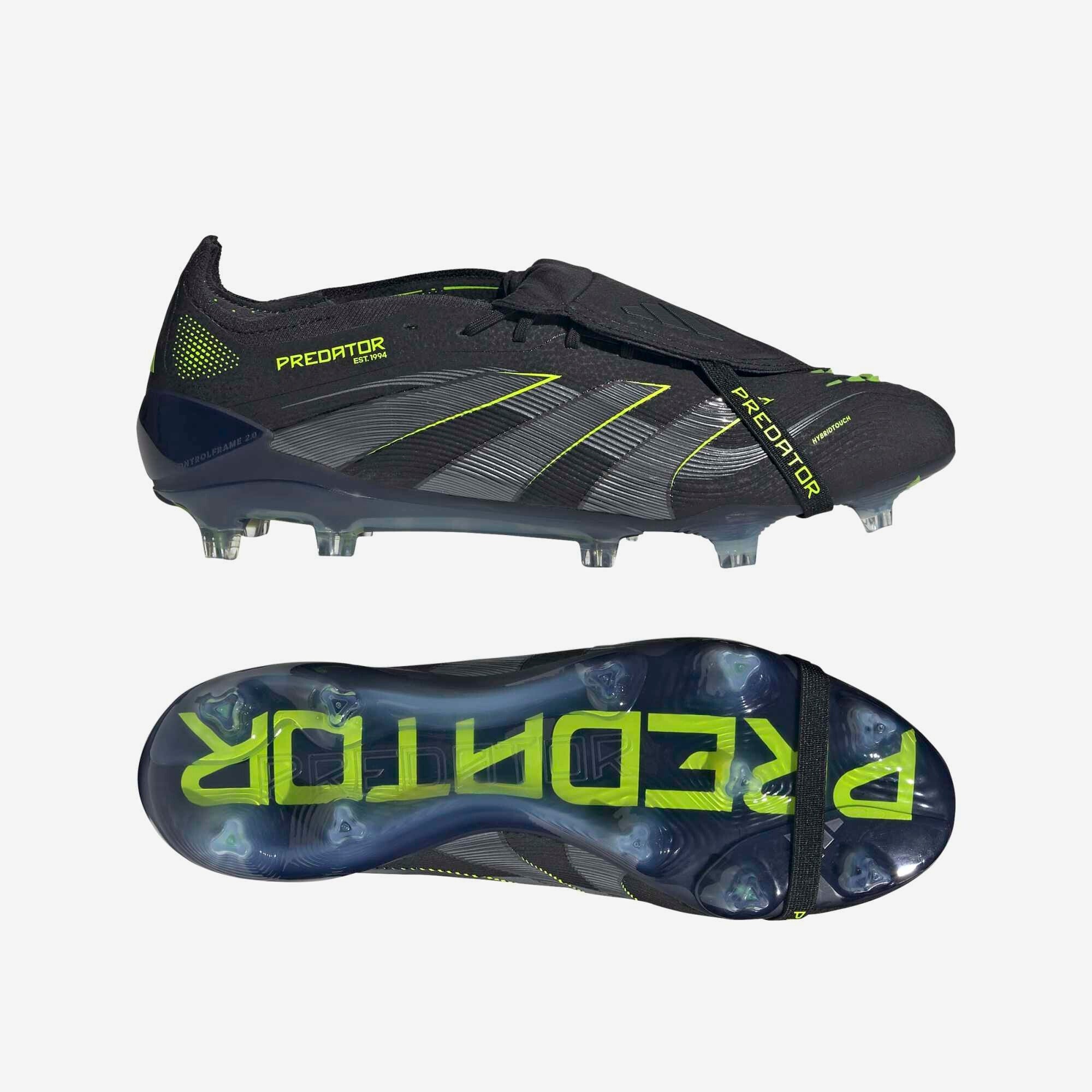 adidas Predator Elite Fold-Over Tongue Firm-Ground Low-Top Soccer Cleats - Core Black / Carbon / Lucid Lemon