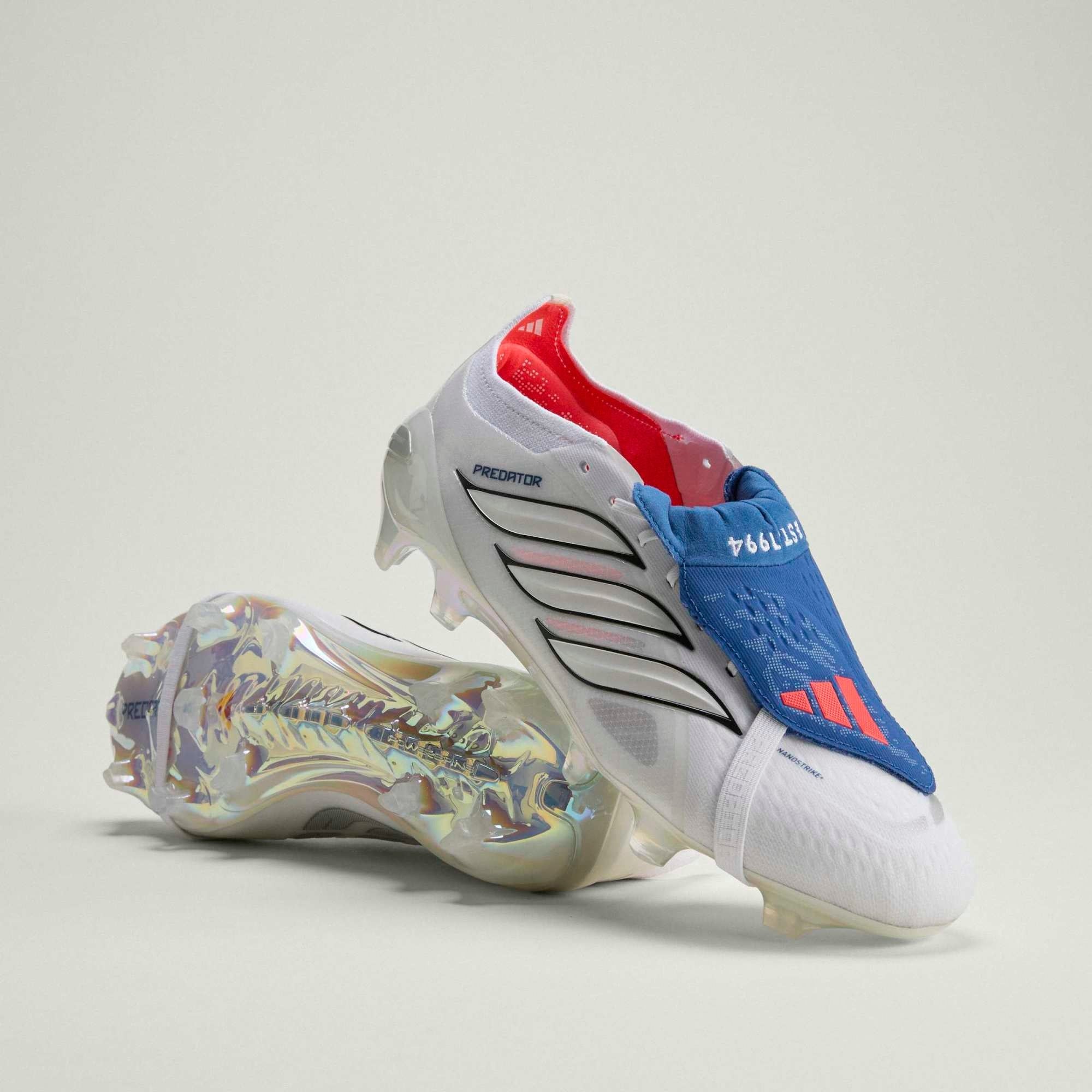 adidas Predator Elite Fold-Over Tongue Firm-Ground Low-Top Soccer Cleats - Cloud White / Zero Metalic / Royal Blue