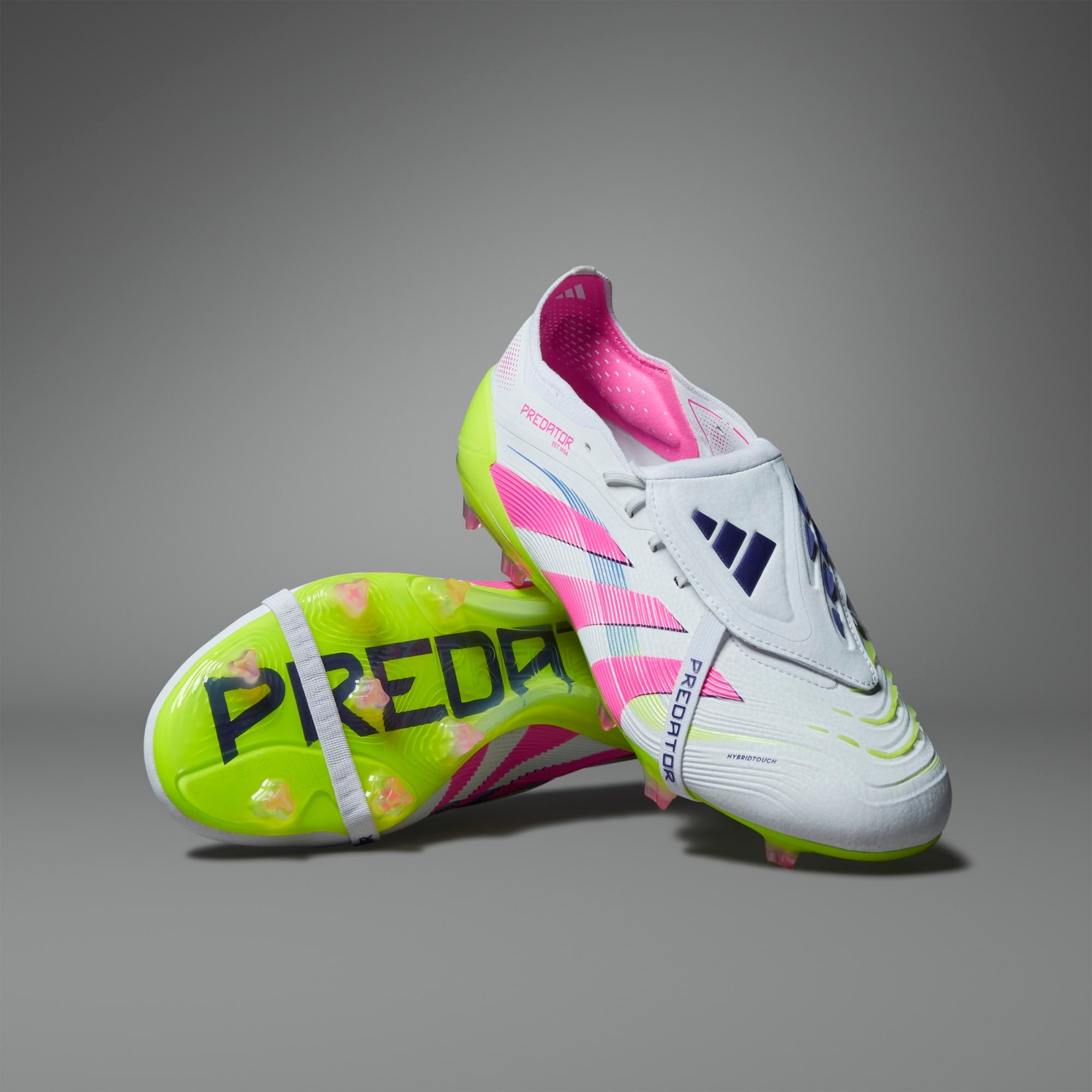 adidas Predator Elite Fold-Over Tongue FG Low-Top Soccer Cleats - Cloud White / Lucid Pink / Lucid Lemon