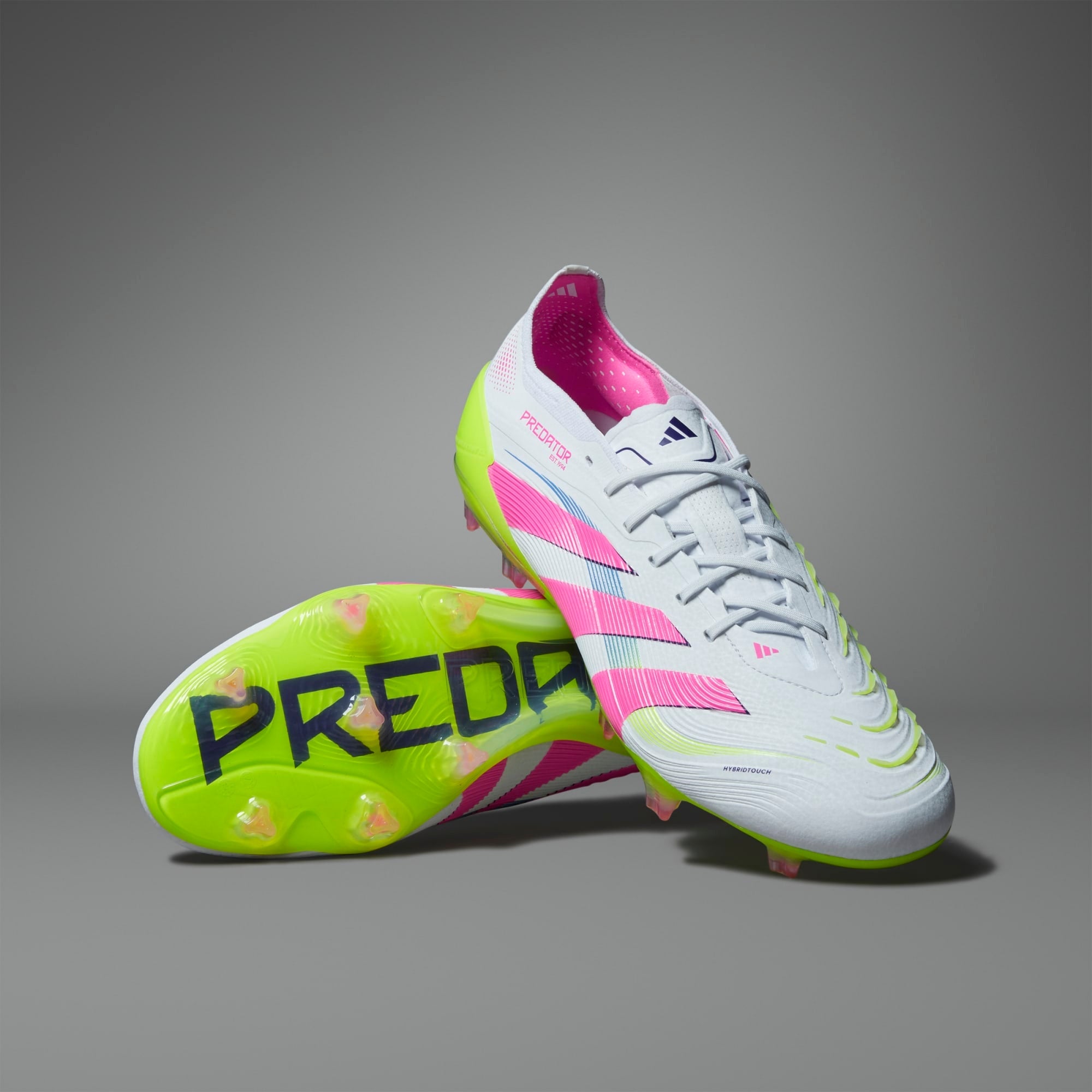 adidas Men's Predator Elite Firm Ground Soccer Cleats, Cloud White/Lucid Pink/Lucid Lemon / 9 adidas Men's Predator Elite Firm Ground Soccer Cleats, Cloud White/Lucid Pink/Lucid Lemon / 9