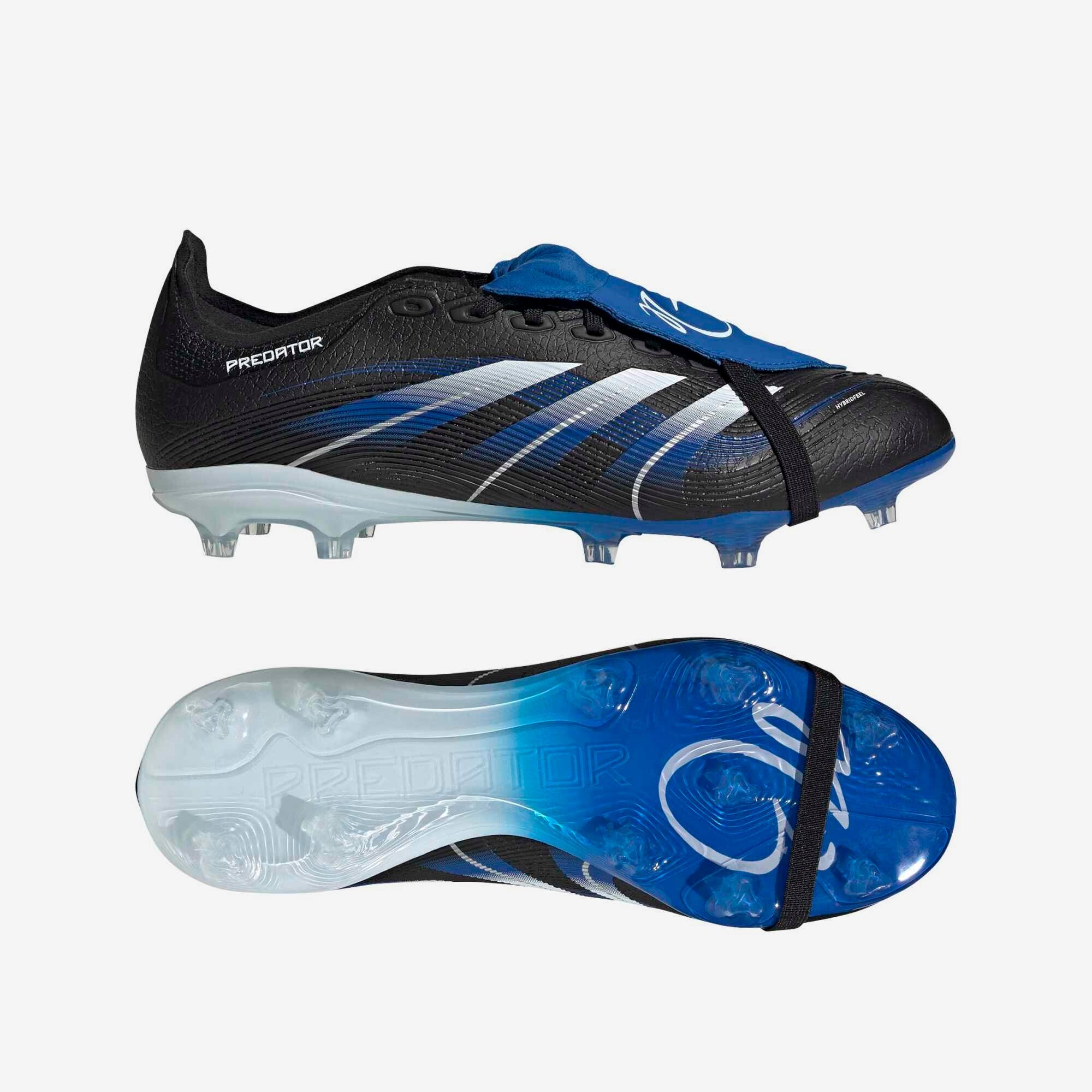 adidas Predator League JB Fold-Over Tongue Firm-Ground Low-Top Soccer Cleats - Core Black / Cloud White / Glow Blue
