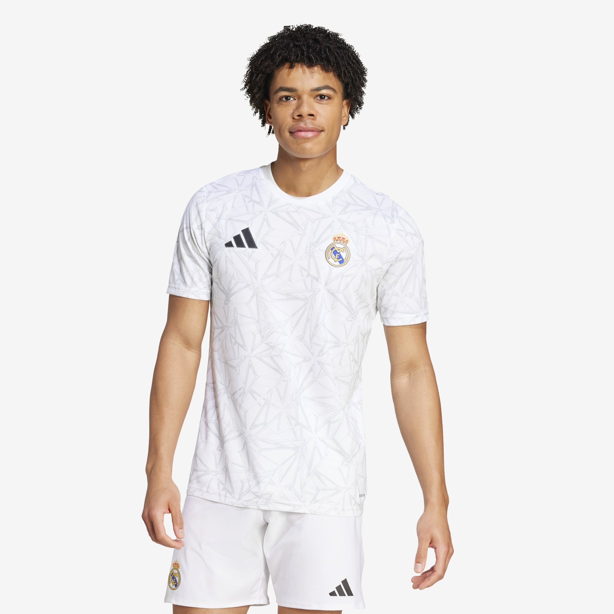 adidas Real Madrid Pre-Match Men's AEROREADY Soccer Jersey - White / Clear Grey
