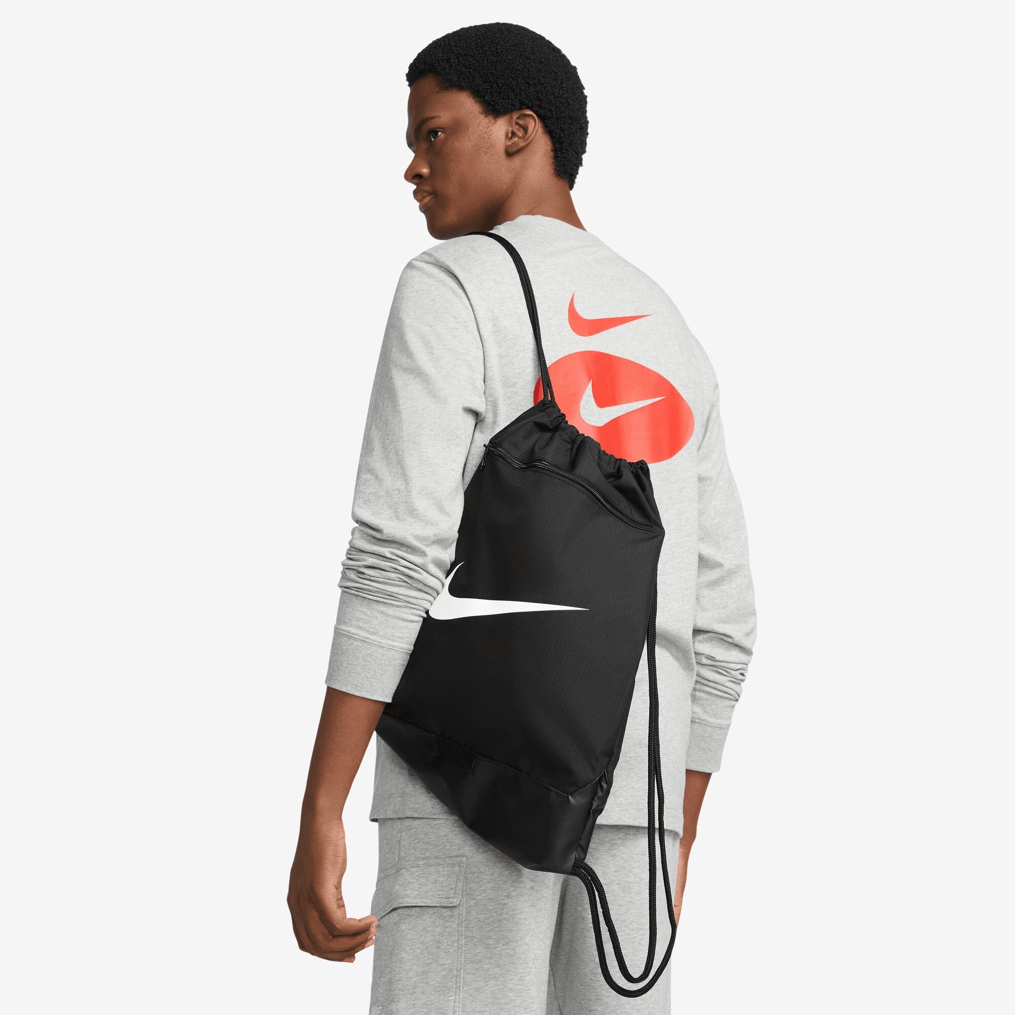 Nike Brasilia 9.5 Training Gym Sack (18L) - Black/Black/White