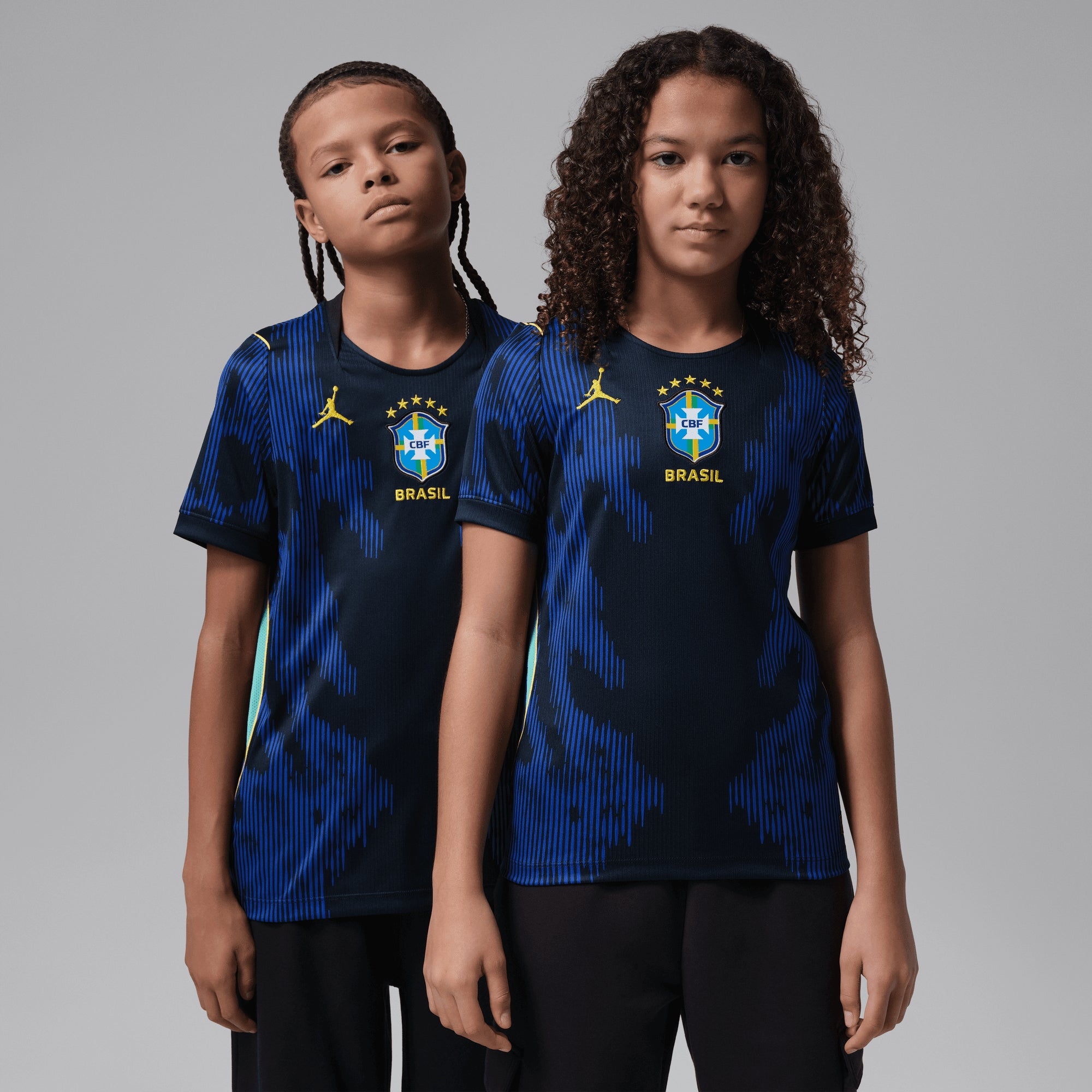 Nike Brazil 2026 Stadium Away Big Kids' Jordan Dri-FIT Soccer Replica Jersey - Old Royal/Black