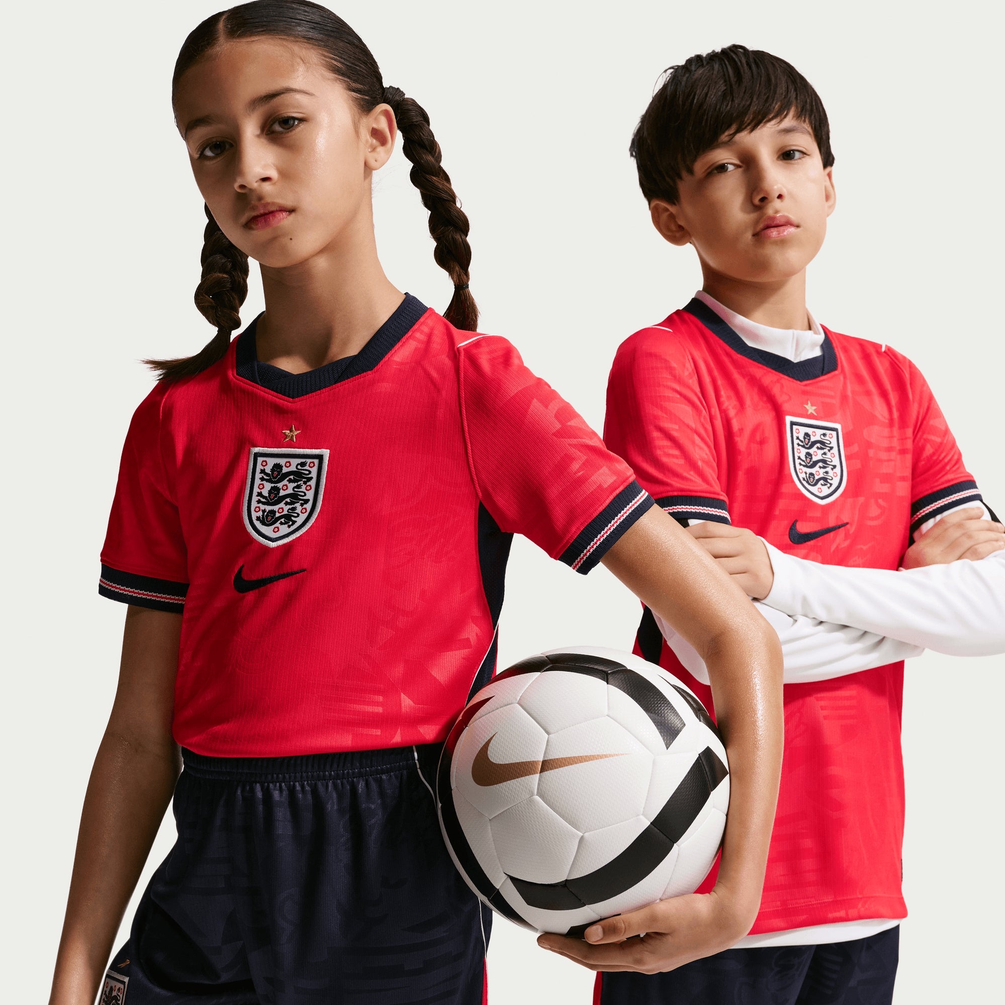 Nike England 2026 Stadium Away Big Kids' Dri-FIT Soccer Replica Jersey - Speed Red/Obsidian/White/Obsidian
