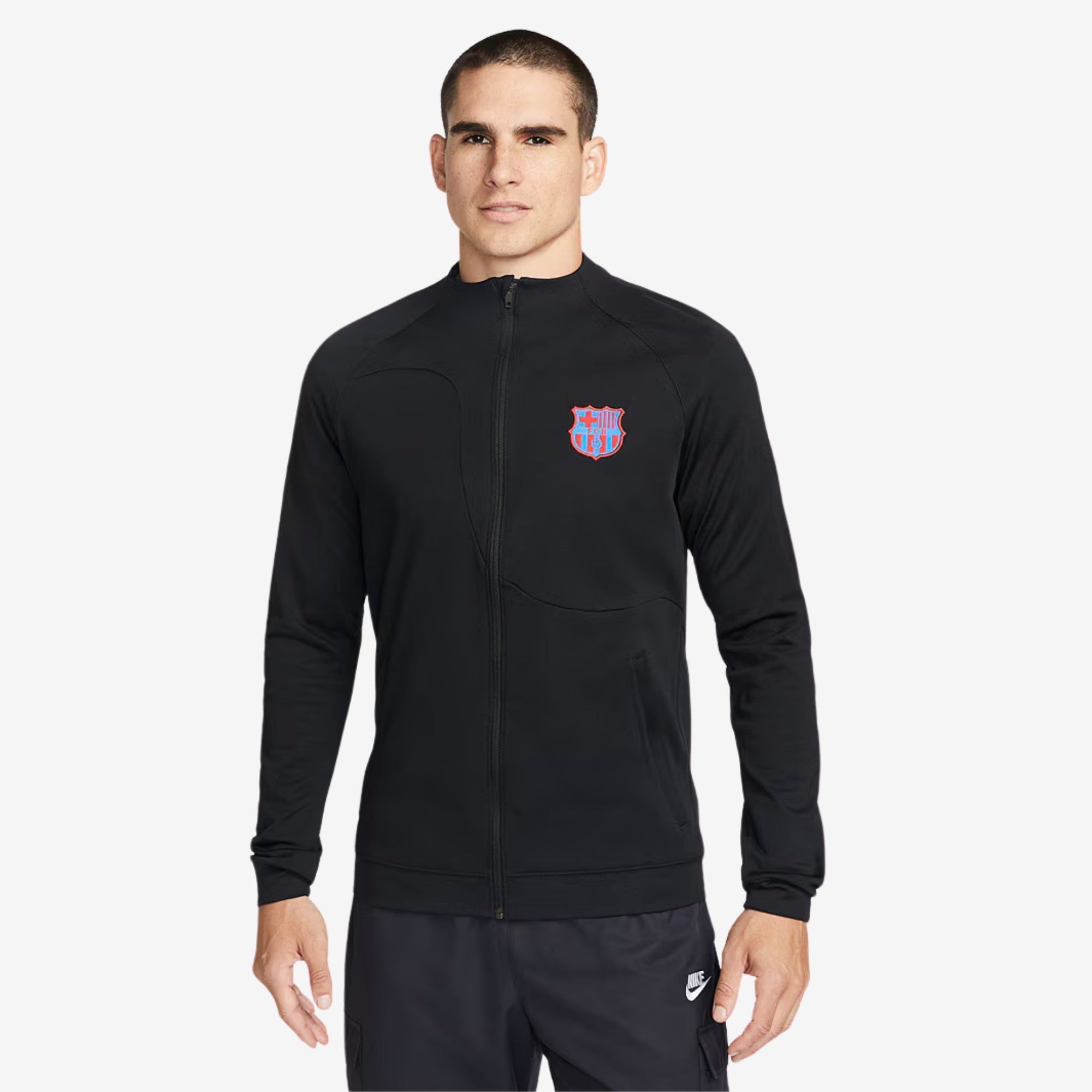 Nike FC Barcelona Academy Pro Men's Full-Zip Soccer Jacket - Black/Black/Signal Blue/University Red