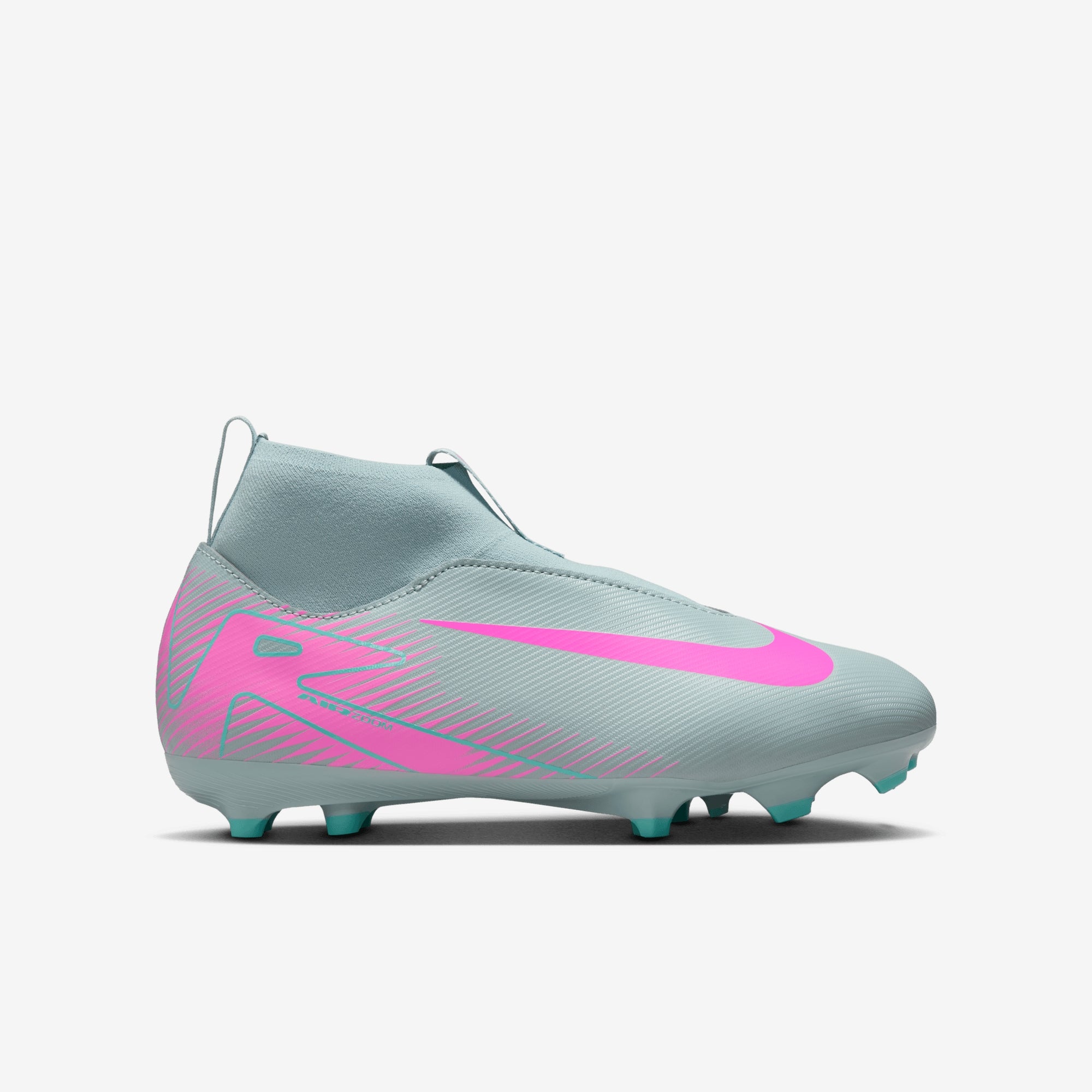 Nike Jr. Mercurial Superfly 10 Academy Little/Big Kids' MG High-Top Soccer Cleats - Ocean Cube/Pink Blast