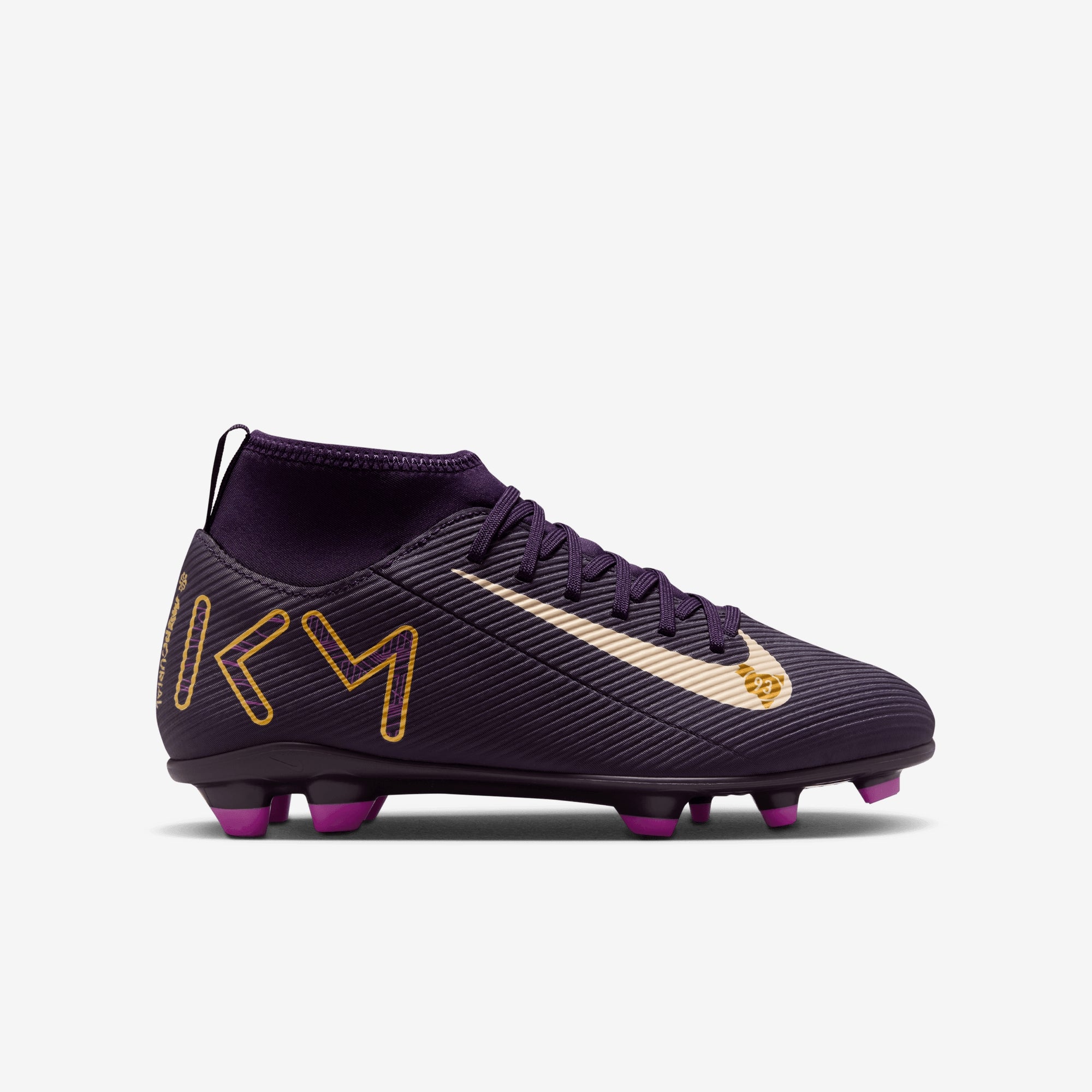 Nike Jr. Mercurial Superfly 10 Club "Kylian Mbappé" Little/Big Kids' MG High-Top Soccer Cleats - Grand Purple/Pale Ivory