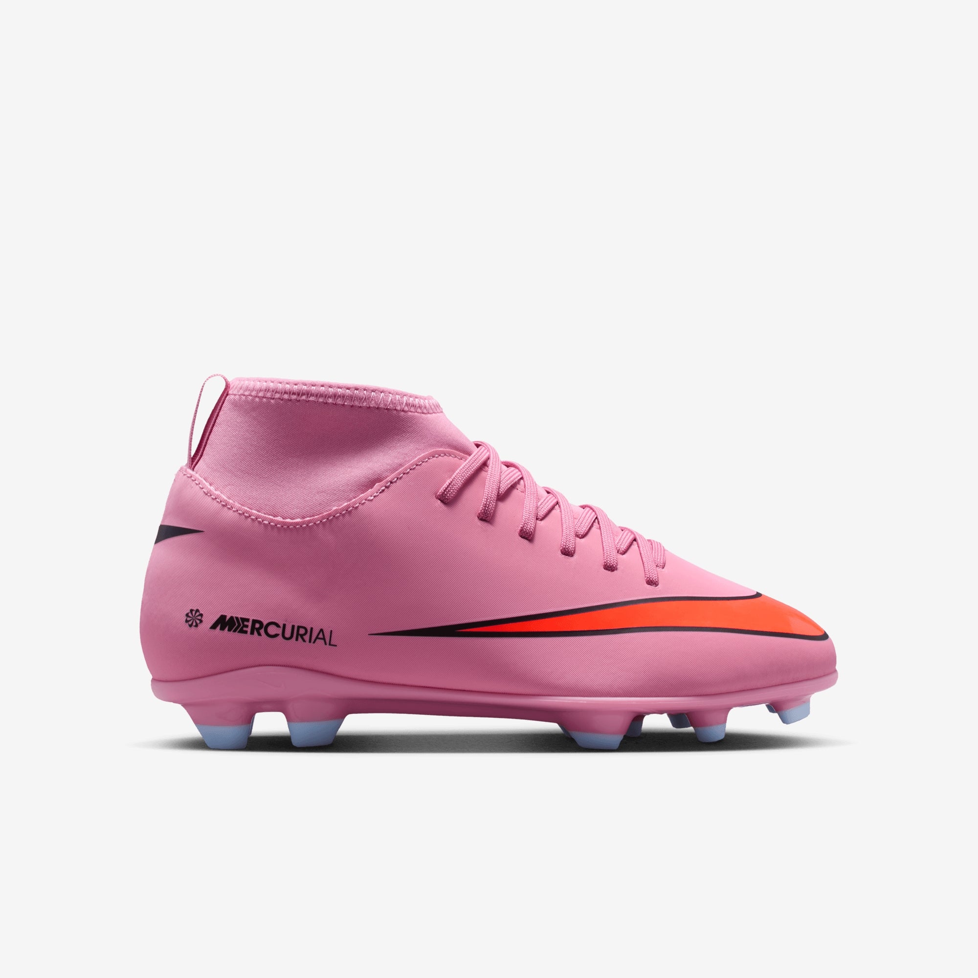 Nike Jr. Mercurial Superfly 10 Club Little/Big Kids' Multi-Ground High-Top Soccer Cleats - Magic Flamingo/Black-Total Crimson
