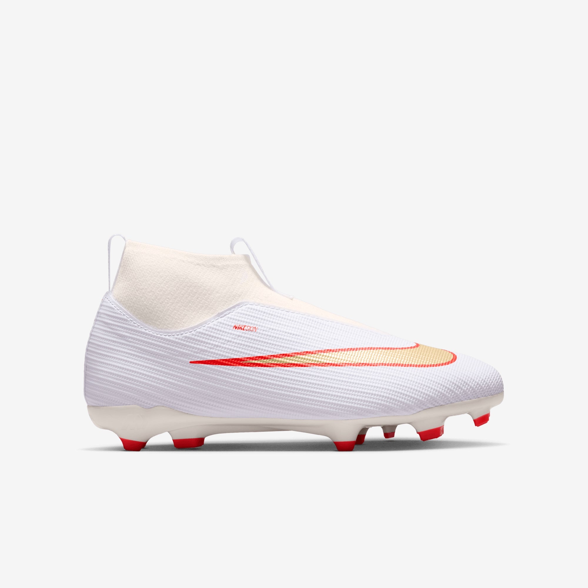 Nike Jr. Mercurial Superfly 11 Academy Big Kids' Multi-Ground High-Top Soccer Cleats - White/Blur-Bright Crimson