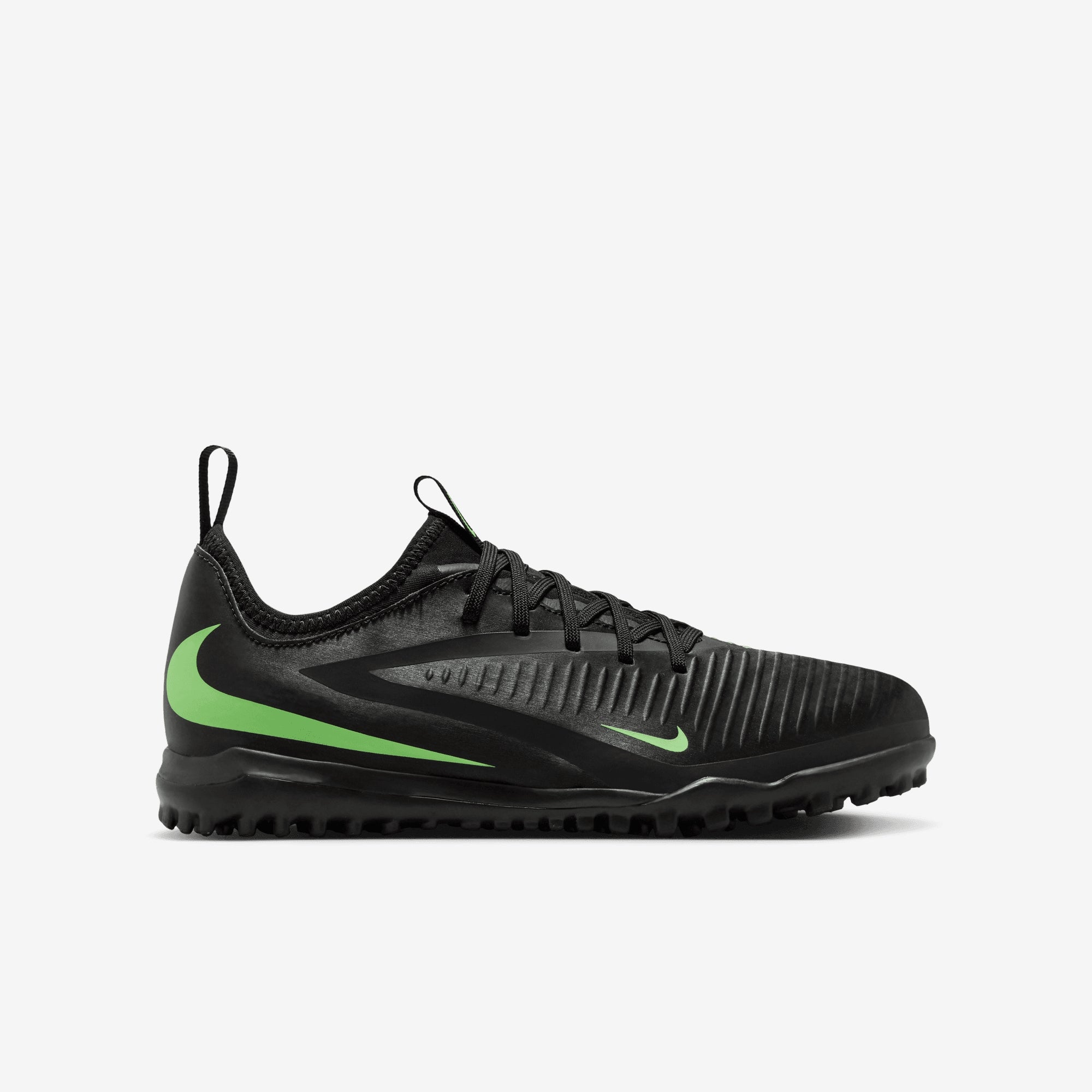 Nike Jr. Phantom 6 Low Academy Big Kids' Turf Soccer Shoes - Black/Illusion Green-Black
