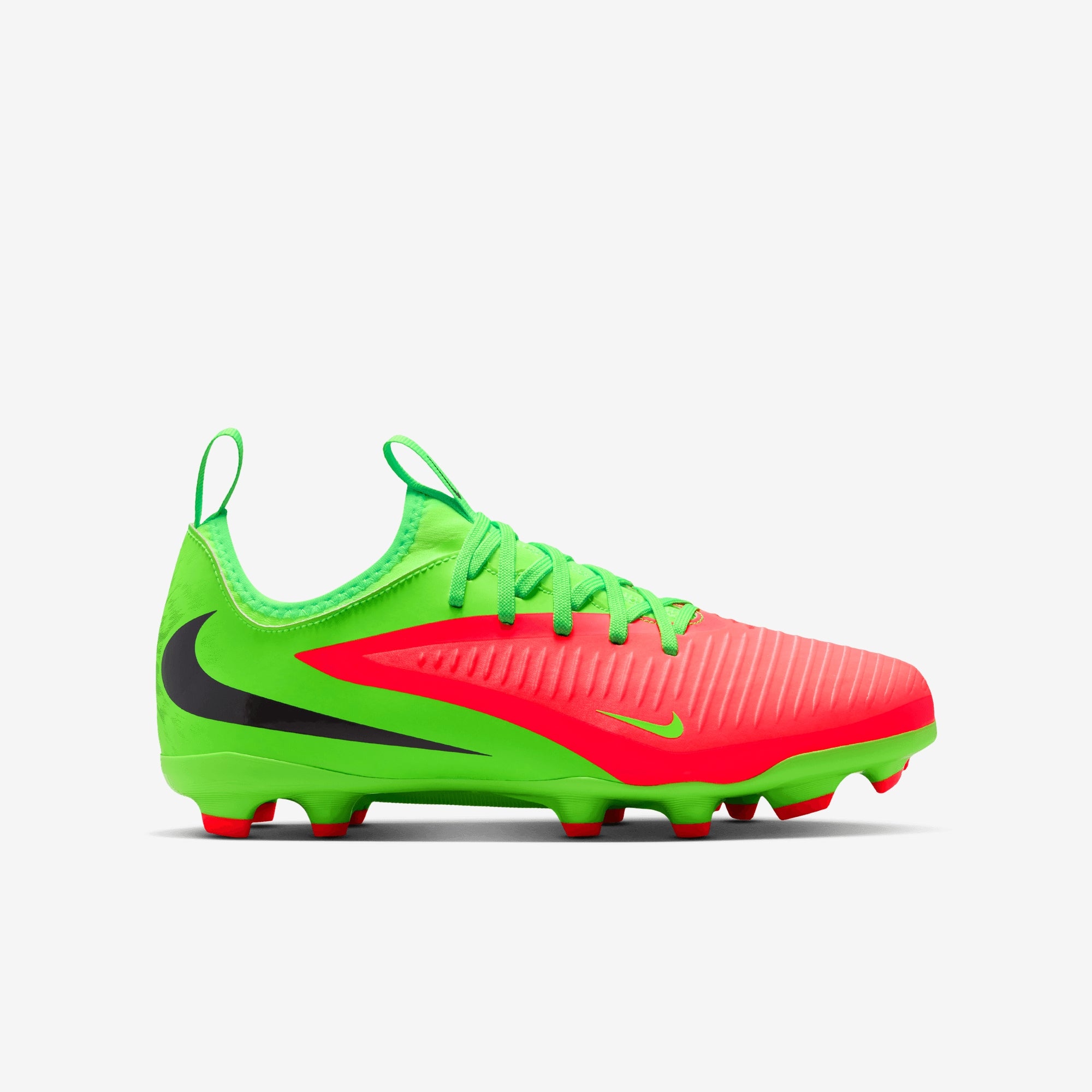 Nike Jr. Phantom 6 Low Academy Erling Haaland Big Kids' Multi-Ground Soccer Cleats - Hot Punch/Black-Green Strike