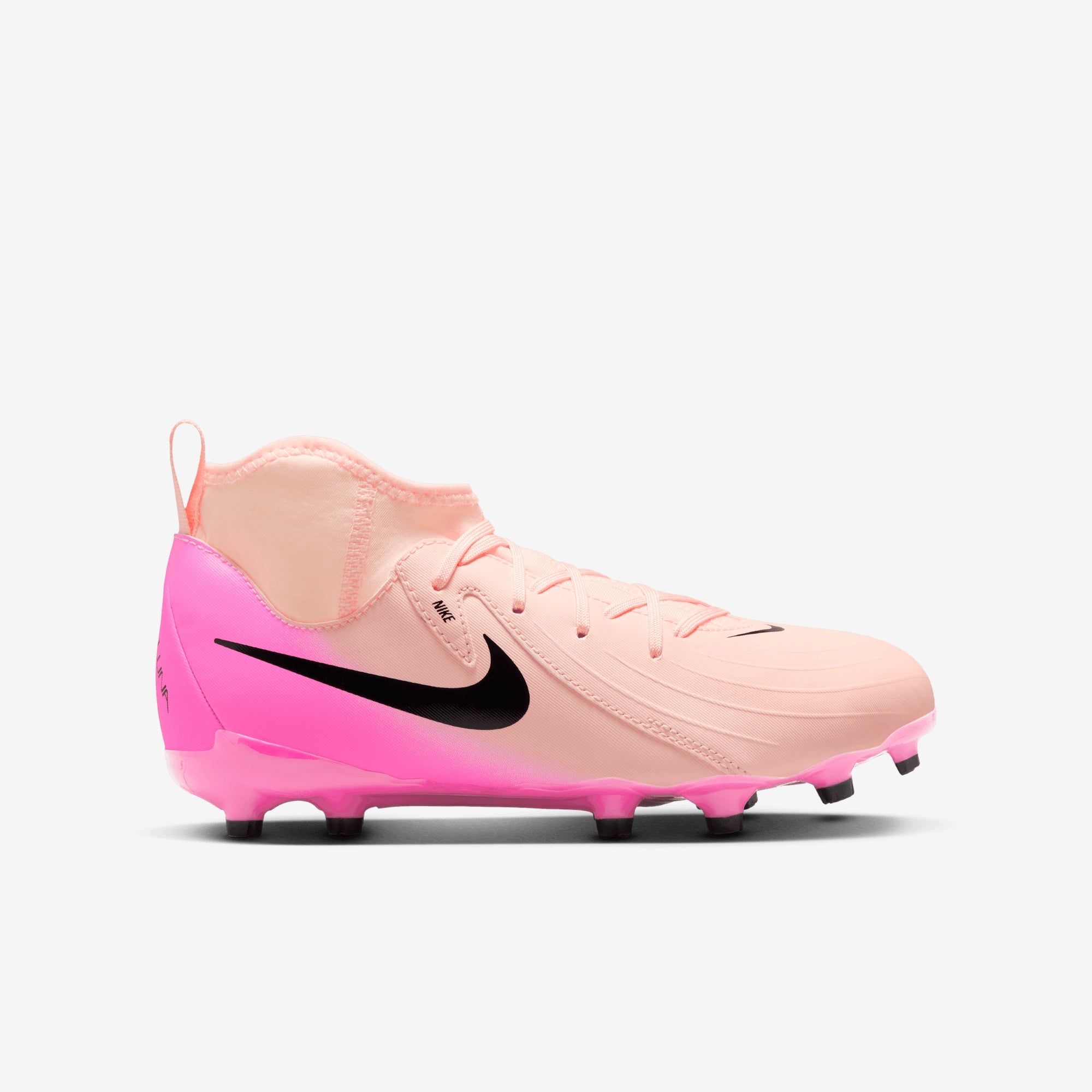 Nike Jr. Phantom Luna 2 Academy Little/Big Kids' MG High-Top Soccer Cleats - Crimson Tint/Black-Pink Blast