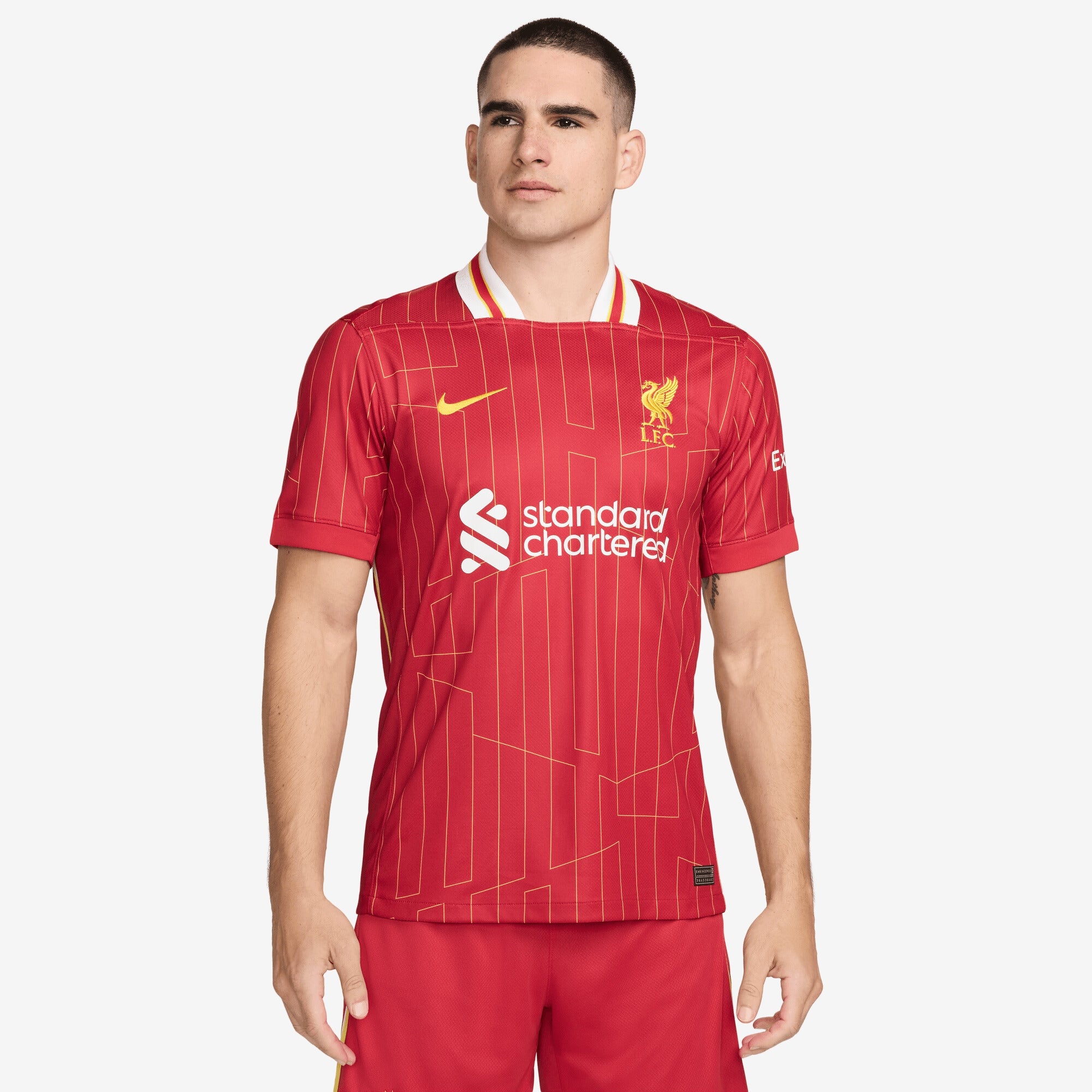 Nike Liverpool FC 2024/25 Stadium Home Men's Dri-FIT Soccer Replica Jersey - Gym Red/White/Chrome Yellow