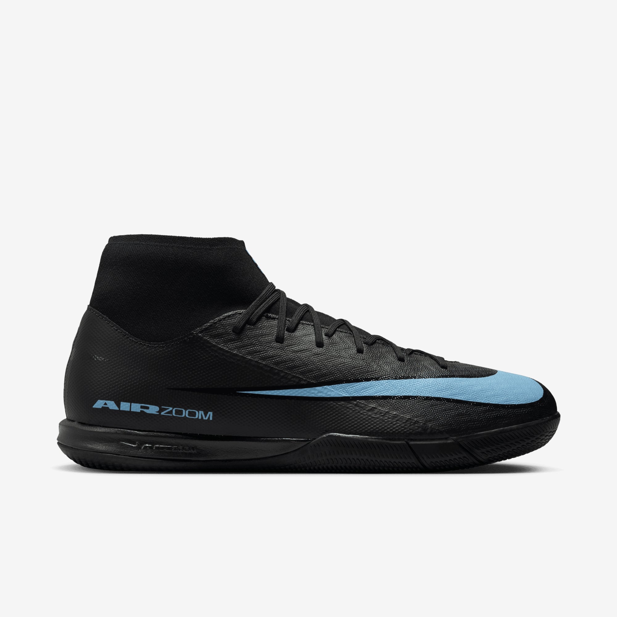 Nike Mercurial Superfly 10 Academy Indoor/Court High-Top Soccer Shoes - Black/Ice Blue