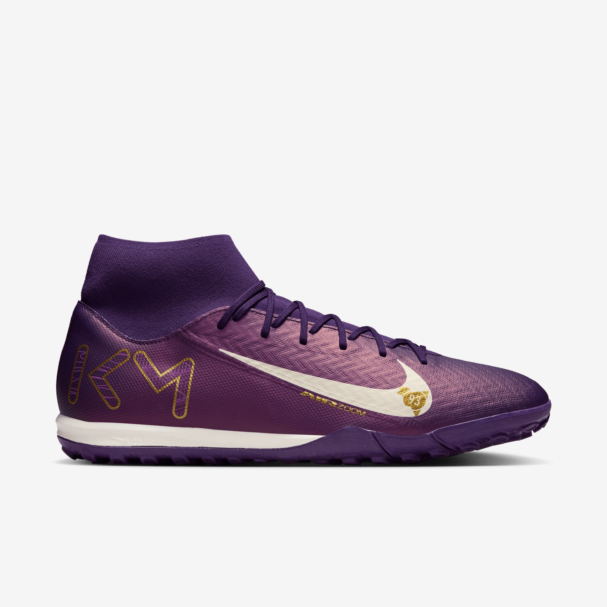 Nike Mercurial Superfly 10 Academy "Kylian Mbappé" TF High-Top Soccer Shoes - Grand Purple/Pale Ivory