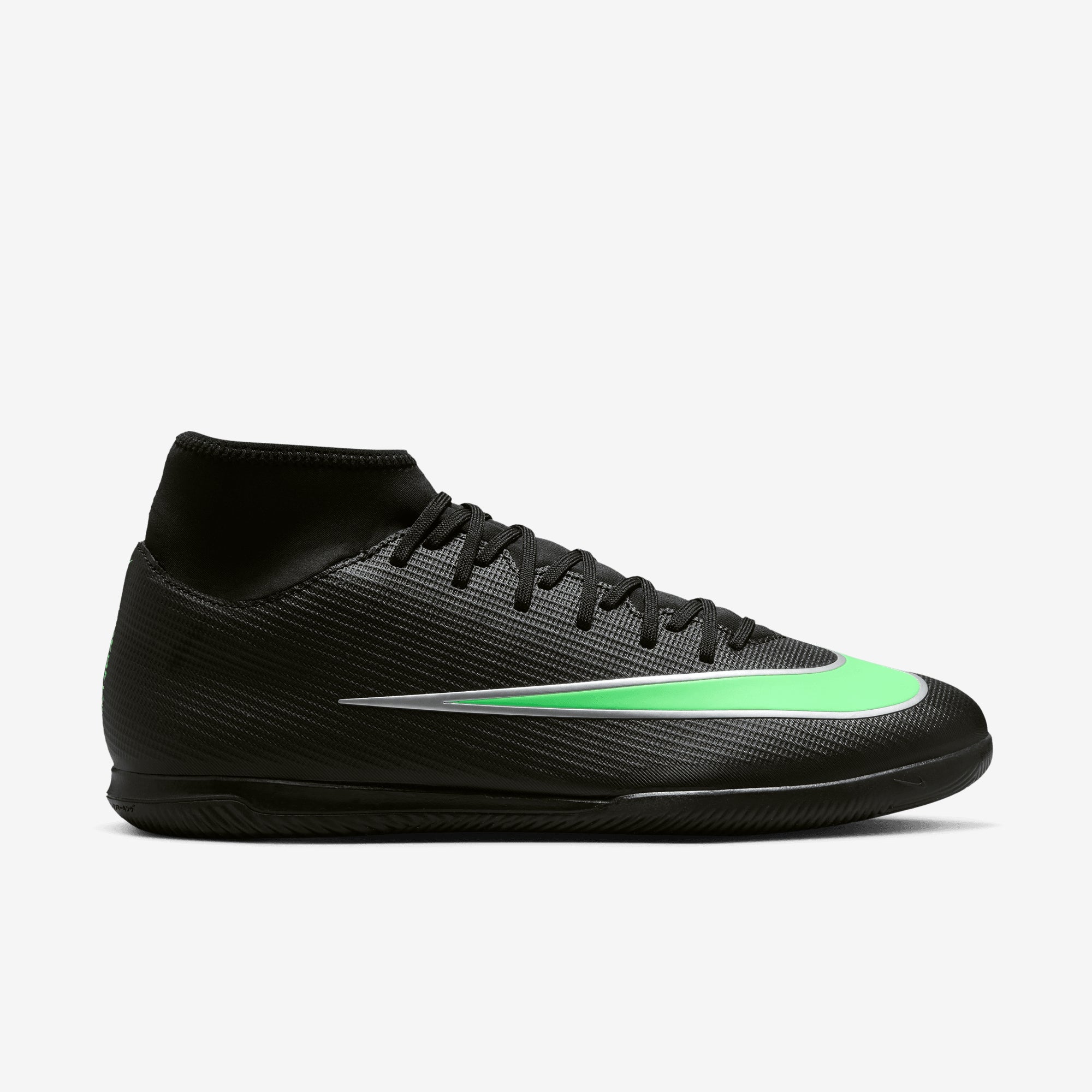 Nike Mercurial Superfly 11 Club Indoor/Court High-Top Soccer Shoes - Black/Illusion Green-Black