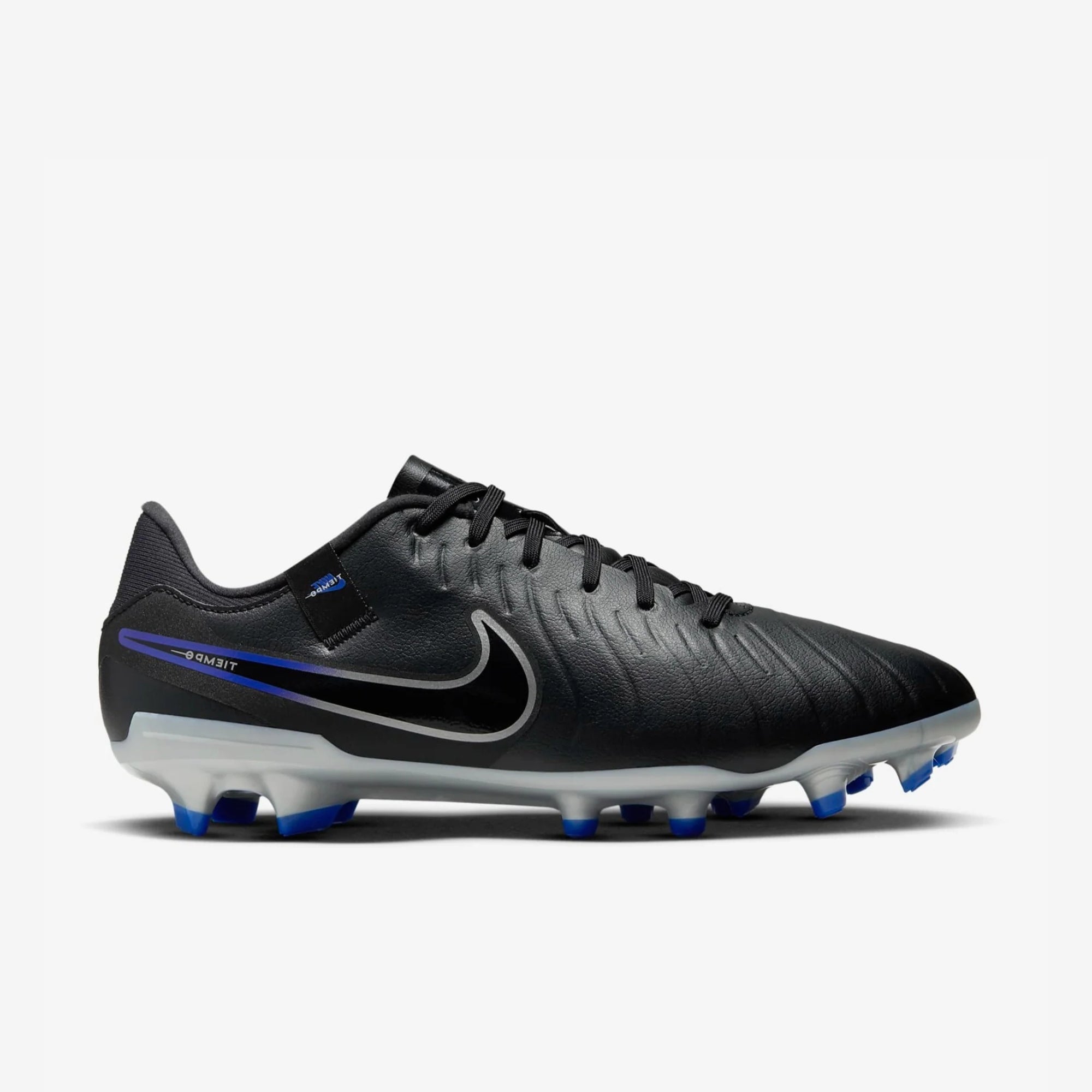 Nike Tiempo Legend 10 Academy Multi-Ground Low-Top Soccer Cleats - Black/Chrome/Hyper Royal