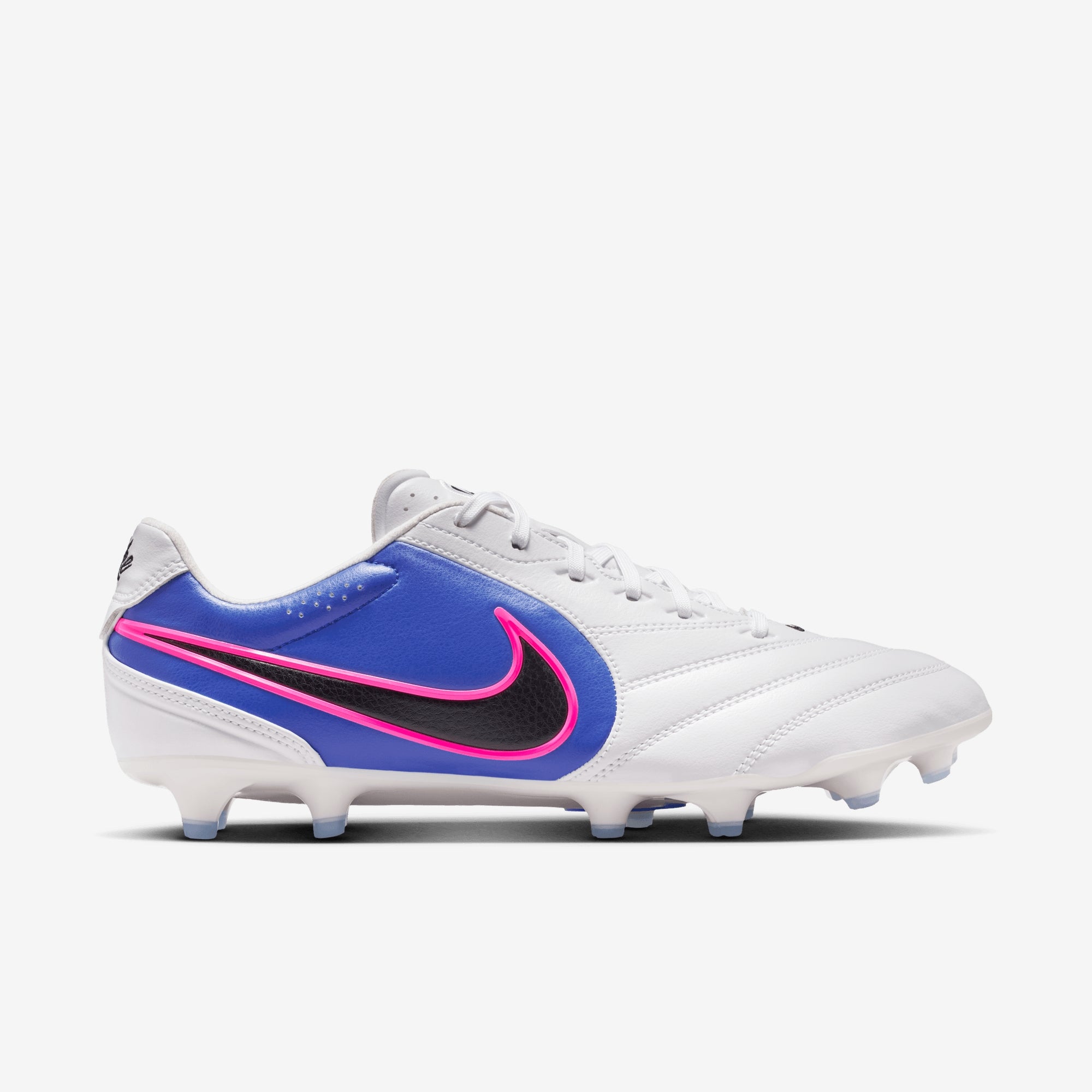 Nike Tiempo Ligera Pro Firm-Ground Low-Top Soccer Cleats - White/Black-Racer Blue-Pink Blast