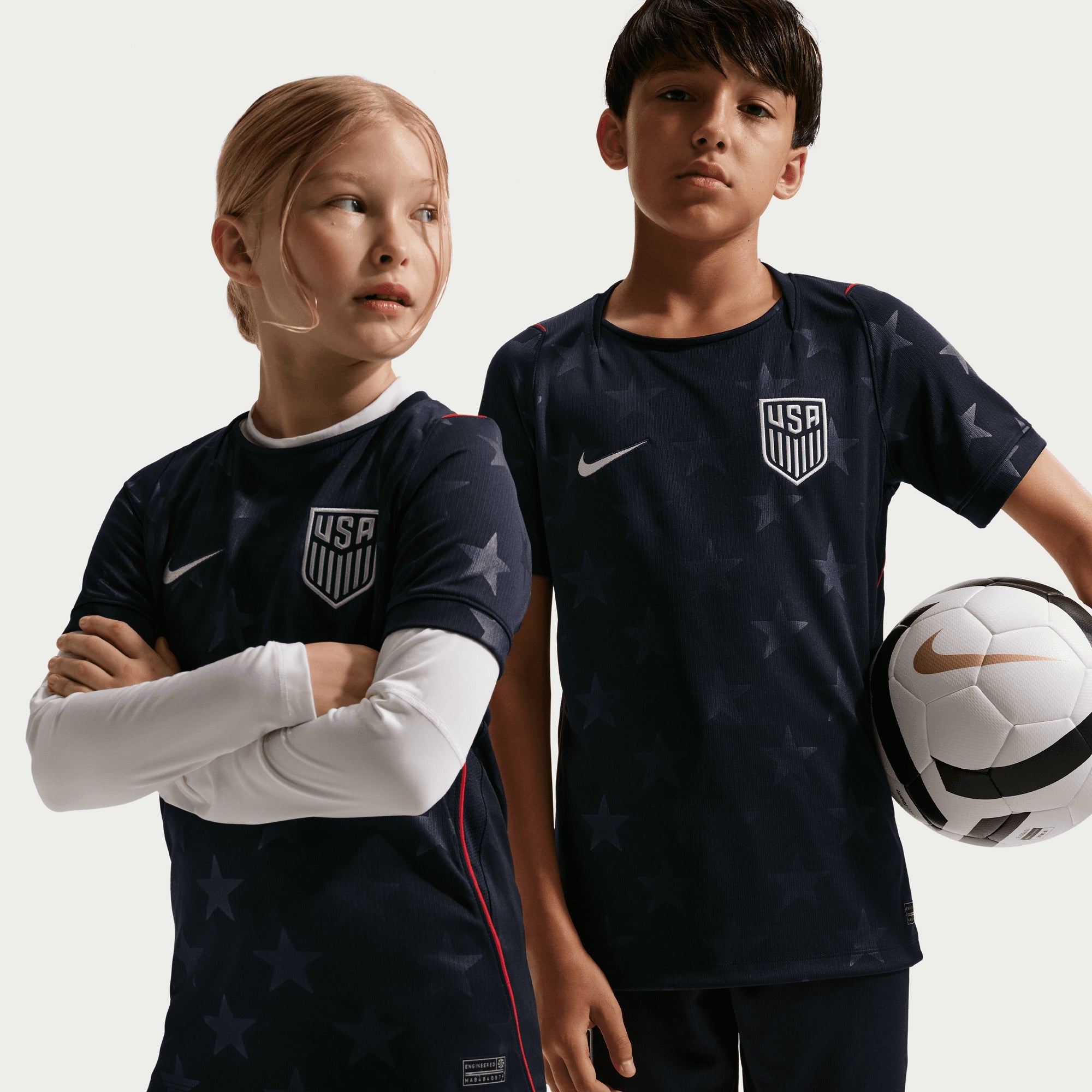Nike USMNT 2026 Stadium Away Big Kids' Dri-FIT Soccer Replica Jersey - Dark Obsidian/Pure Platinum