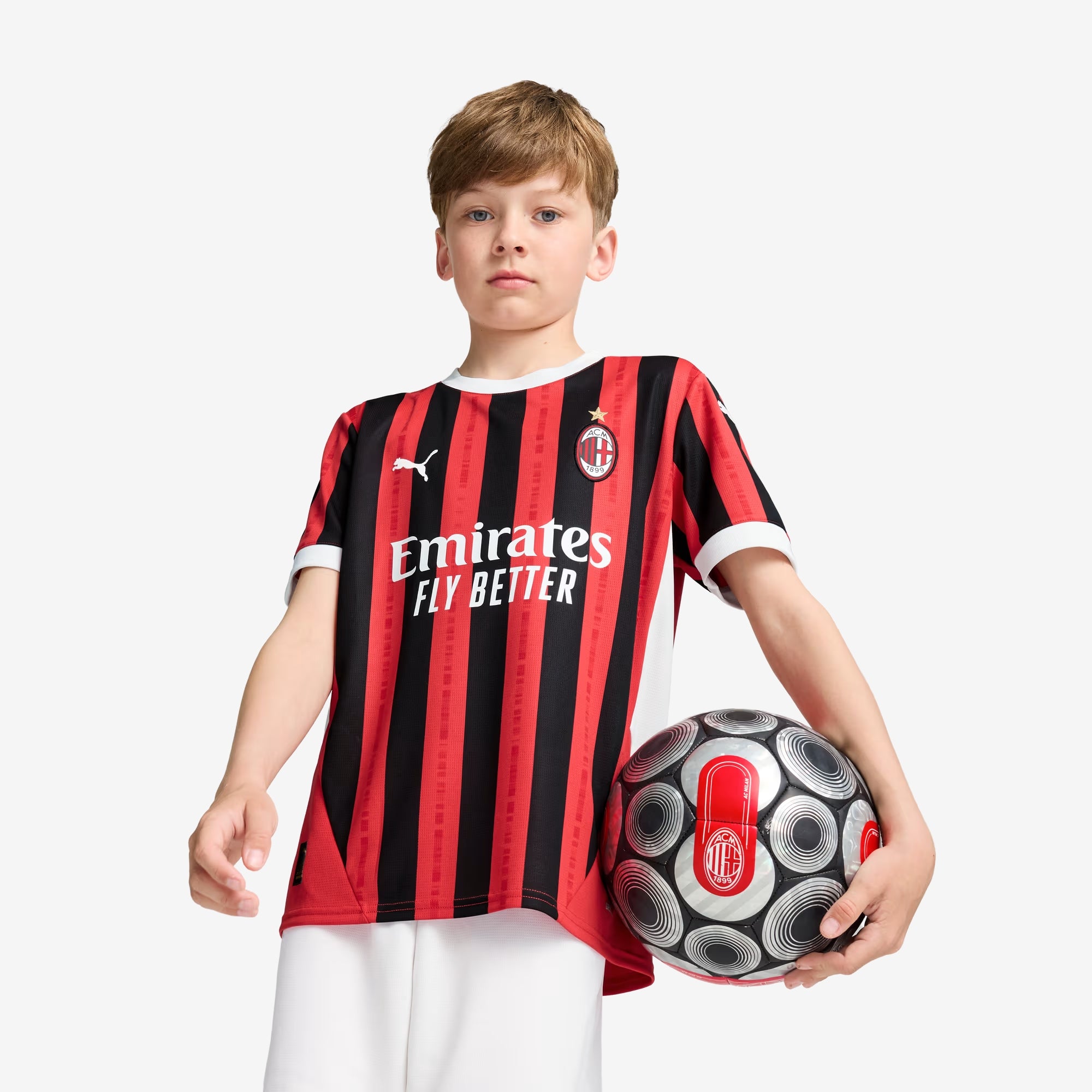 PUMA AC Milan 2024/25 Stadium Home Big Kids' dryCELL Soccer Replica Jersey - For All Time Red-PUMA Black