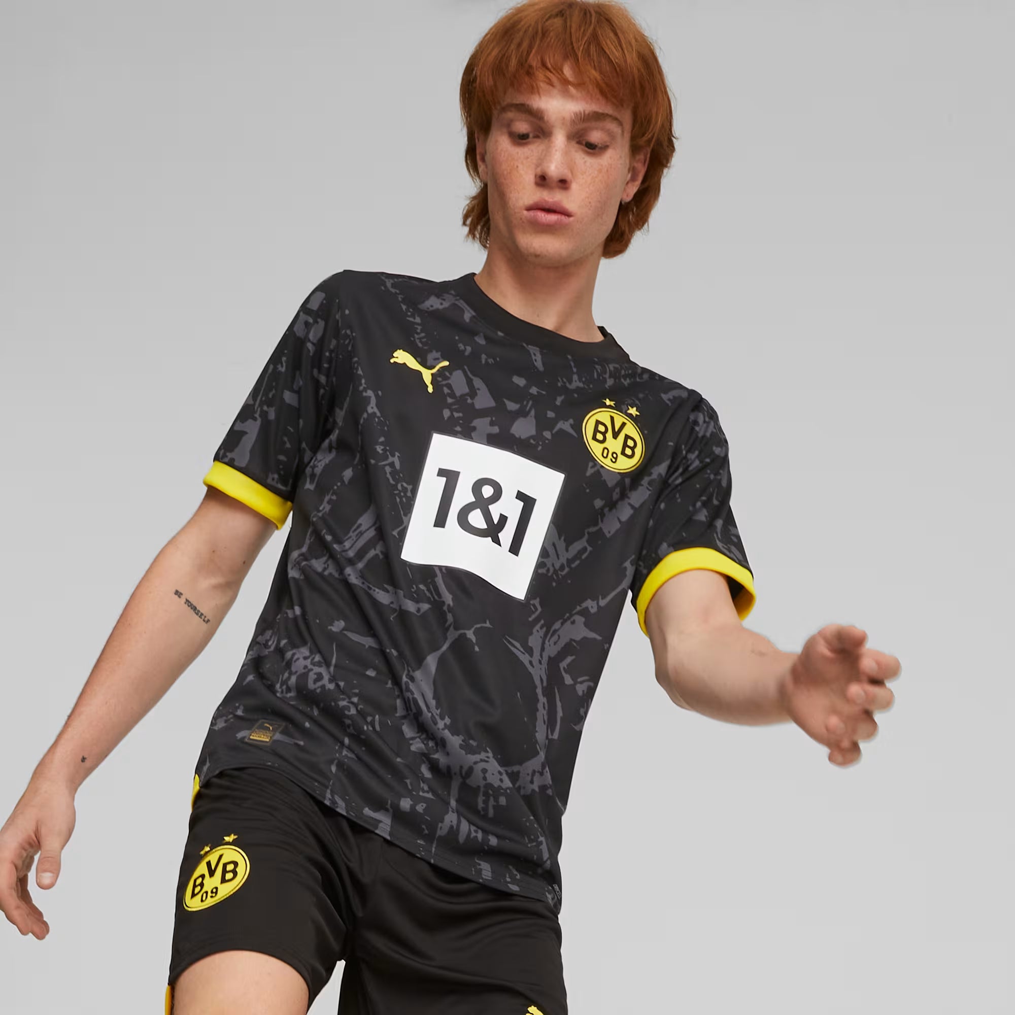 PUMA Borussia Dortmund 2023/24 Stadium Away Men's Soccer Replica Jersey - PUMA Black-Cyber Yellow