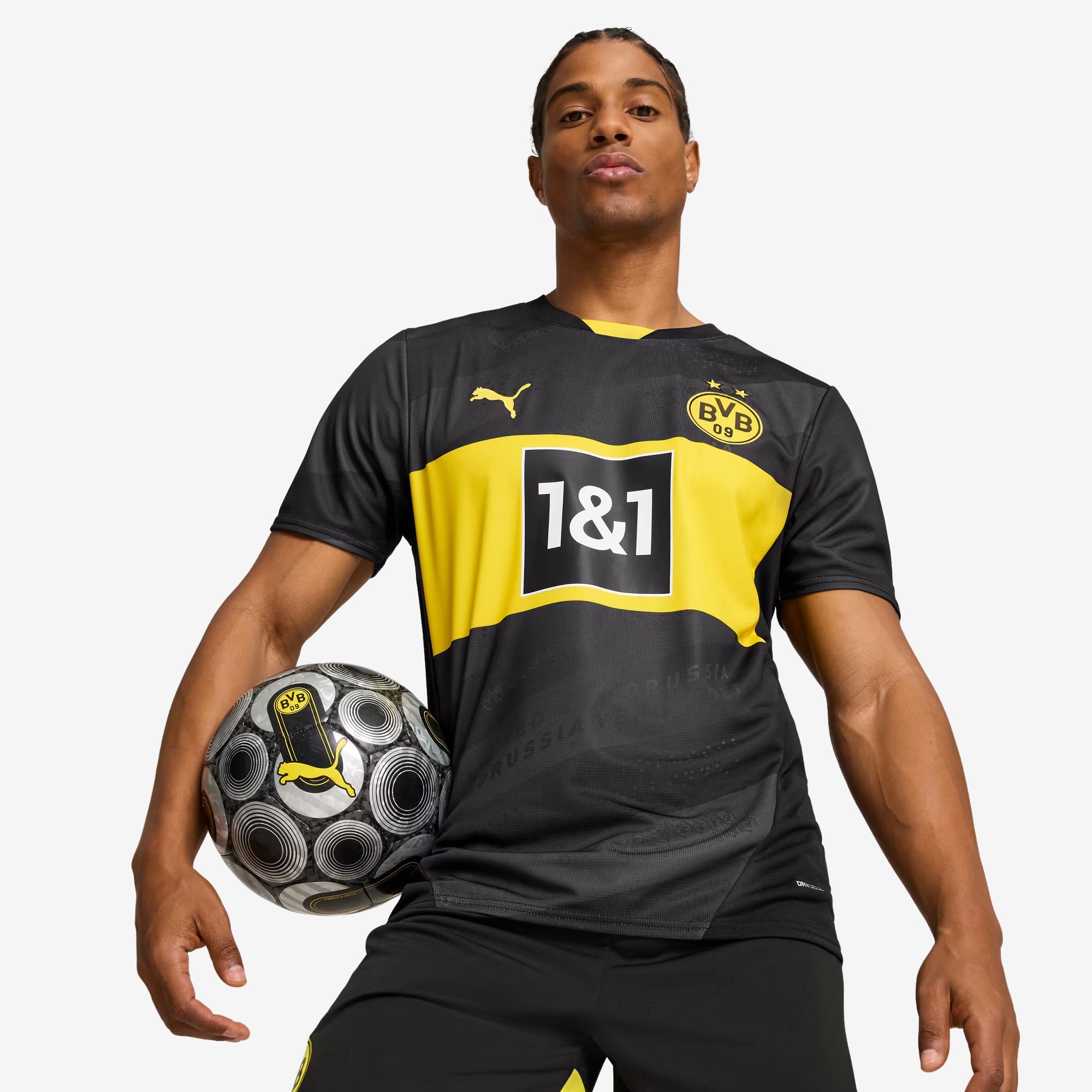 PUMA Borussia Dortmund 2024/25 Stadium Away Men's dryCELL Soccer Replica Jersey - PUMA Black-Faster Yellow