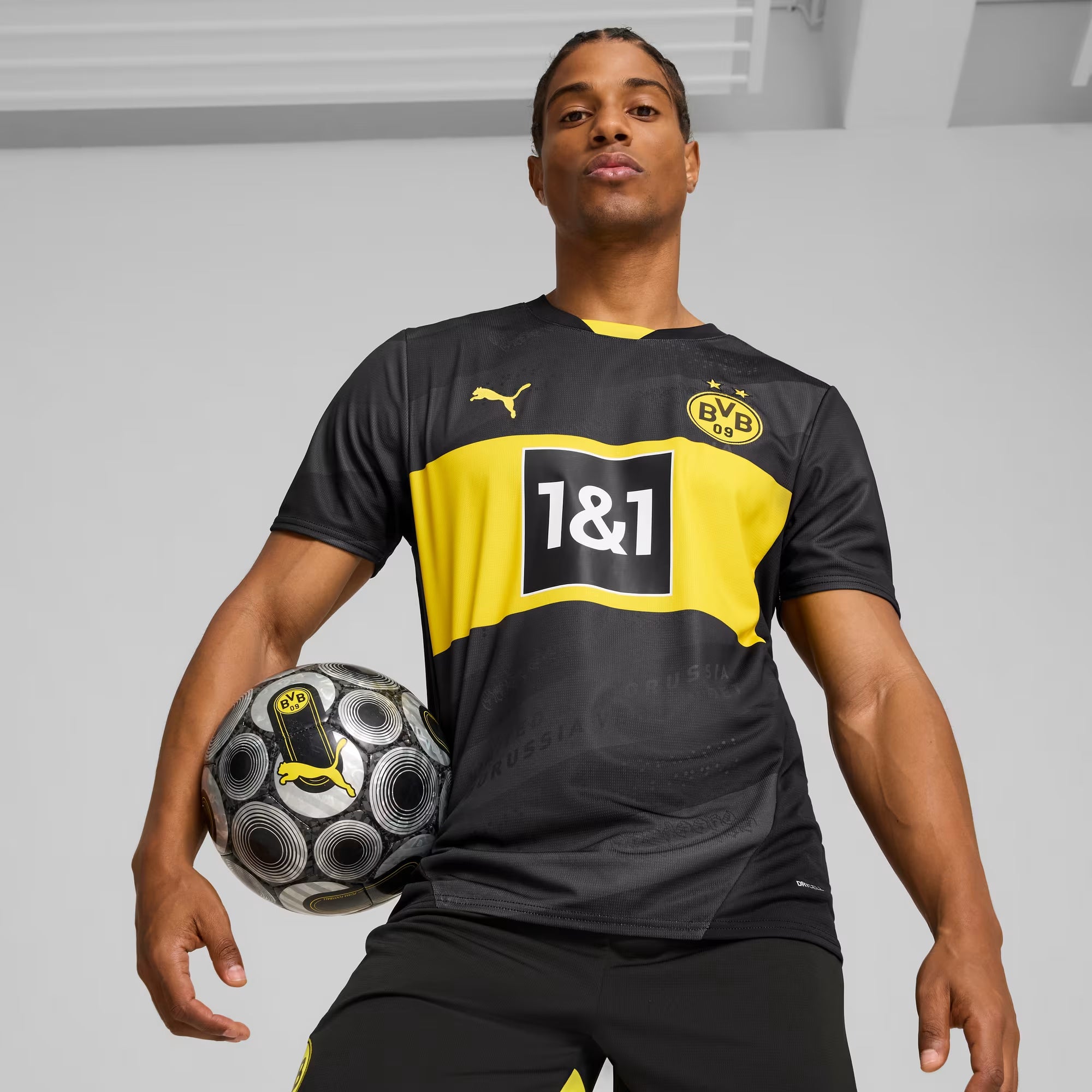 PUMA Borussia Dortmund 2024/25 Stadium Away Men's dryCELL Soccer Replica Jersey - PUMA Black-Faster Yellow
