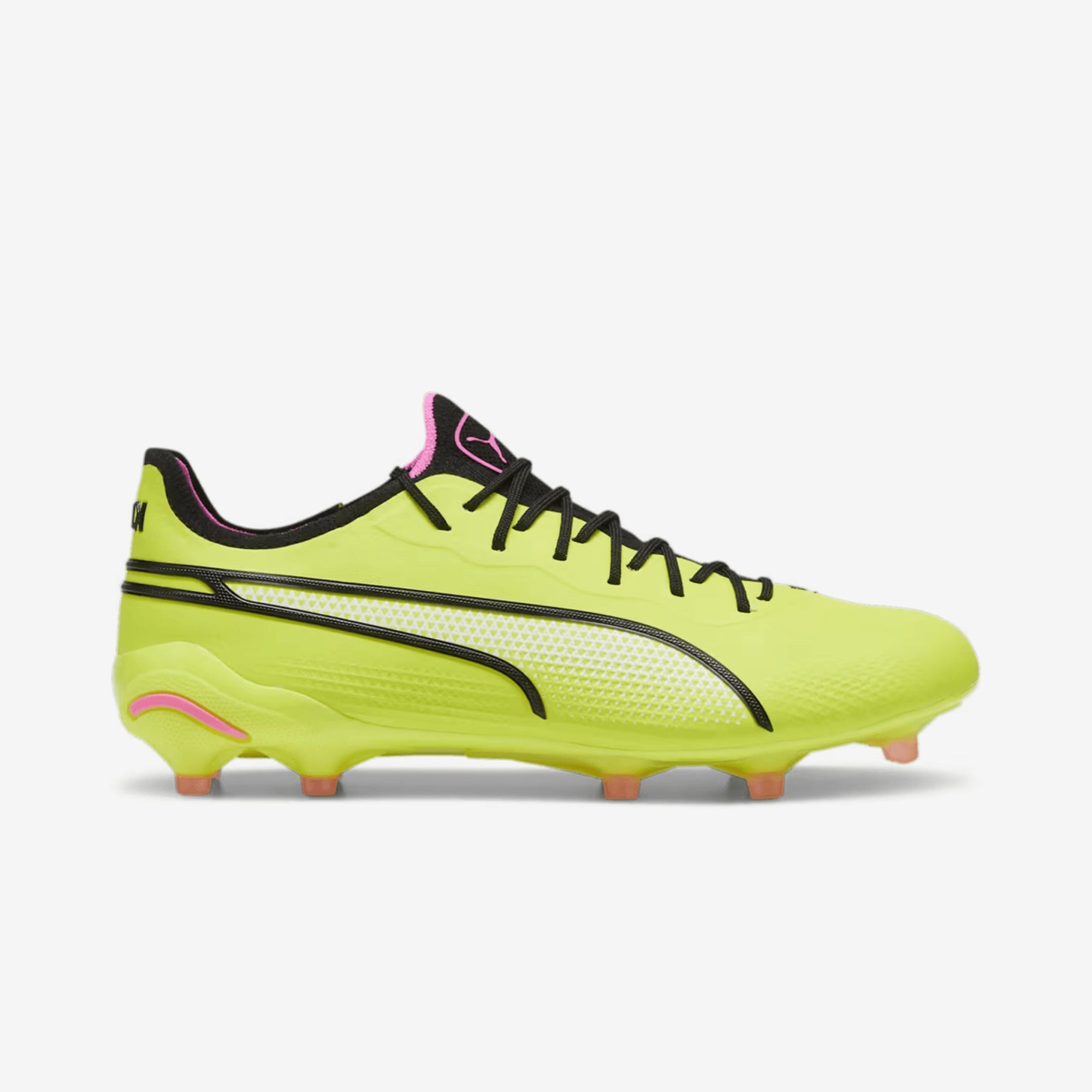 PUMA KING ULTIMATE Firm/Artificial-Ground Low-Top Soccer Cleats - Electric Lime-PUMA Black-Poison Pink