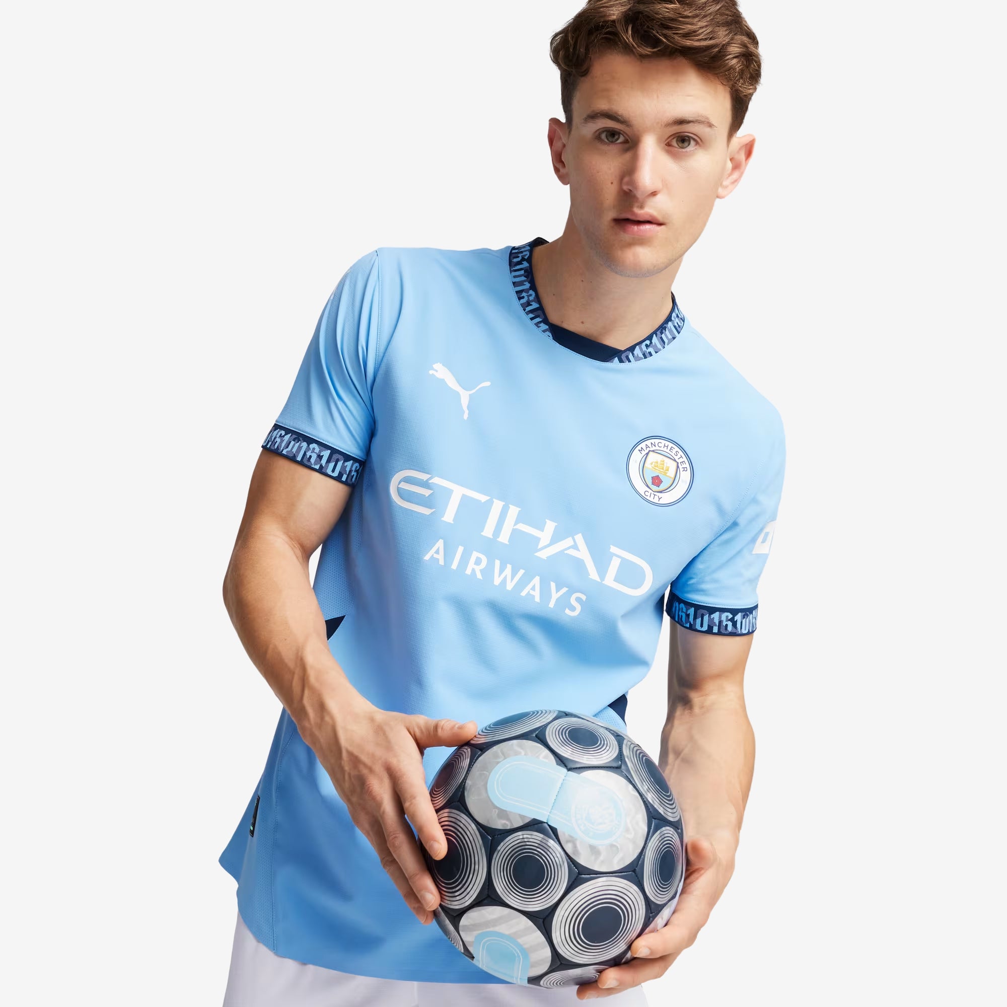 PUMA Manchester City 2024/25 Match Home Men's dryCELL Soccer Authentic Jersey - Team Light Blue-Marine Blue